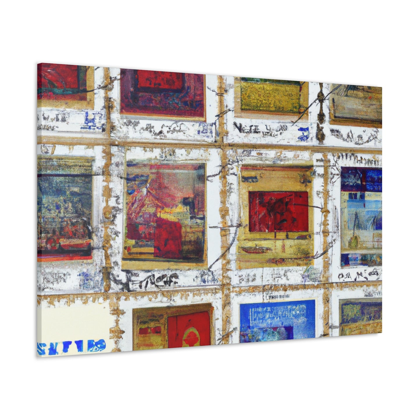 "Global Passport Stamps" - Postage Stamp Collector Canvas Wall Art