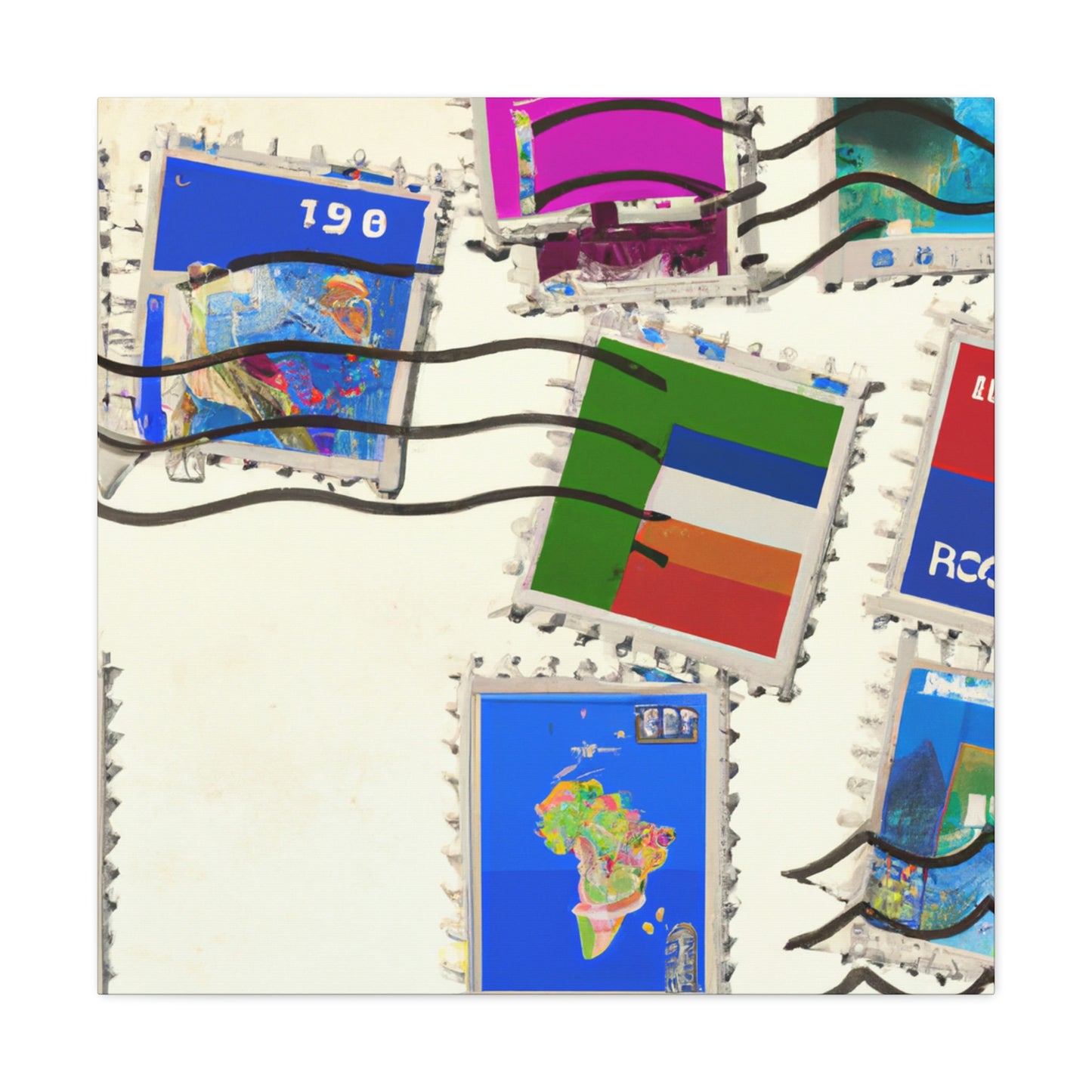 Global Pathways Stamps - Postage Stamp Collector Canvas Wall Art