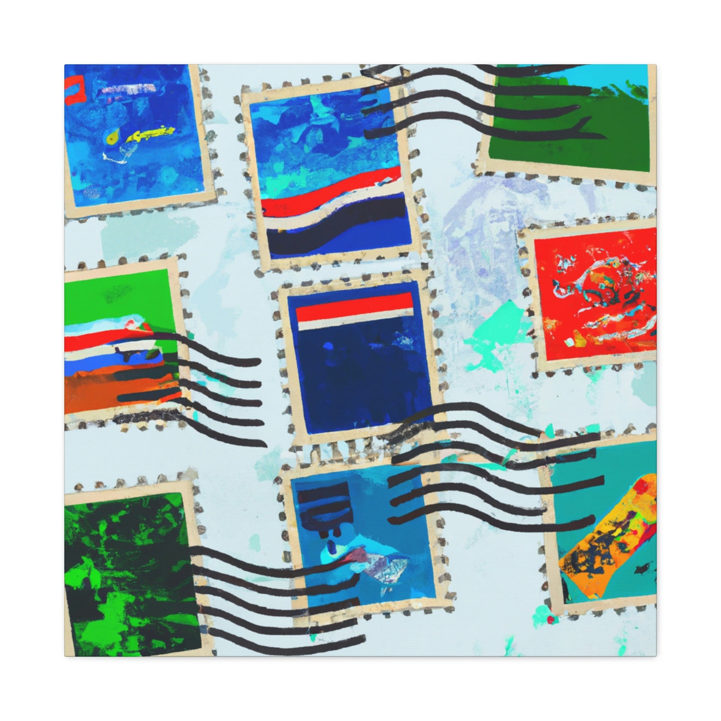 Global Stamp Adventure - Postage Stamp Collector Canvas Wall Art