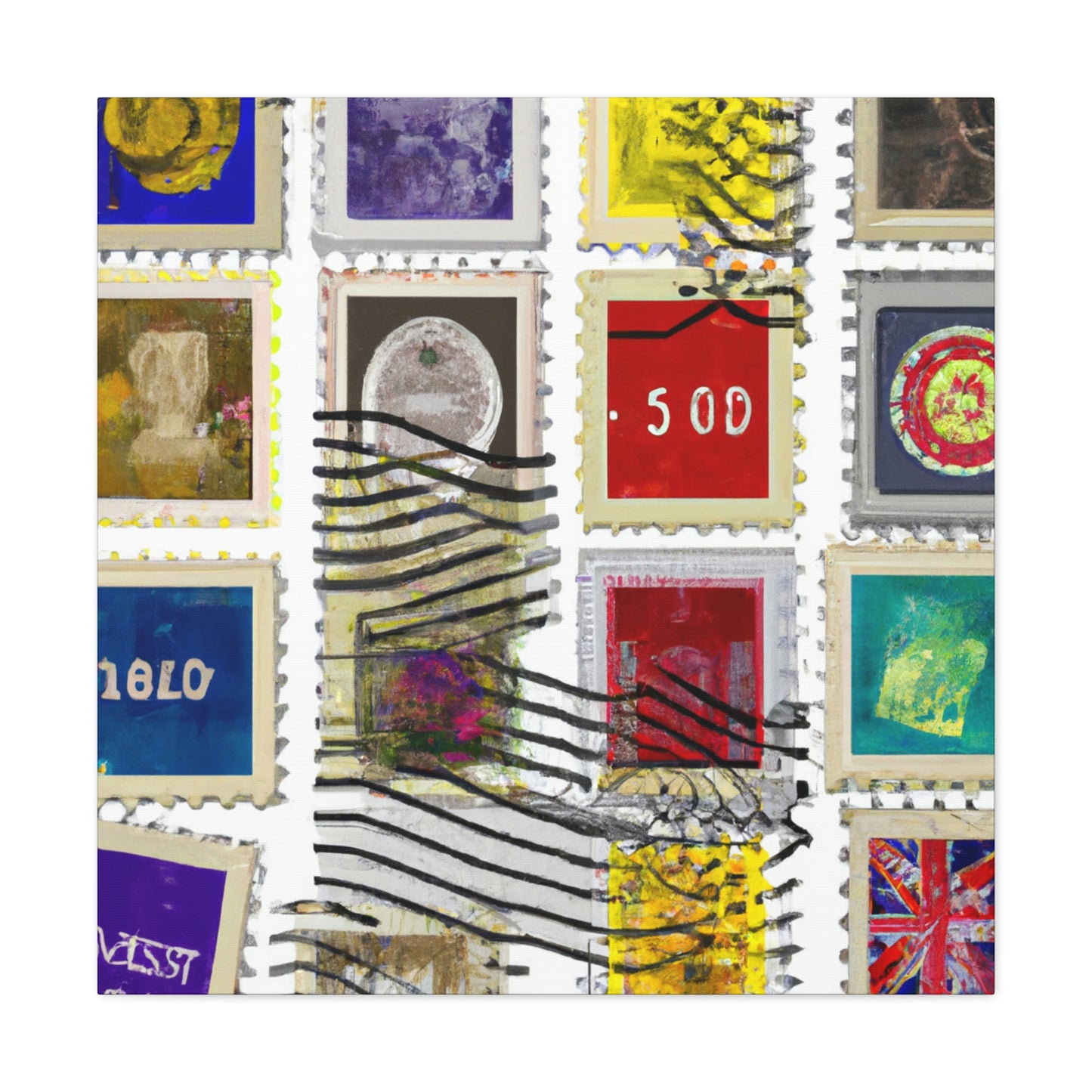 World Wonders Collection - Postage Stamp Collector Canvas Wall Art