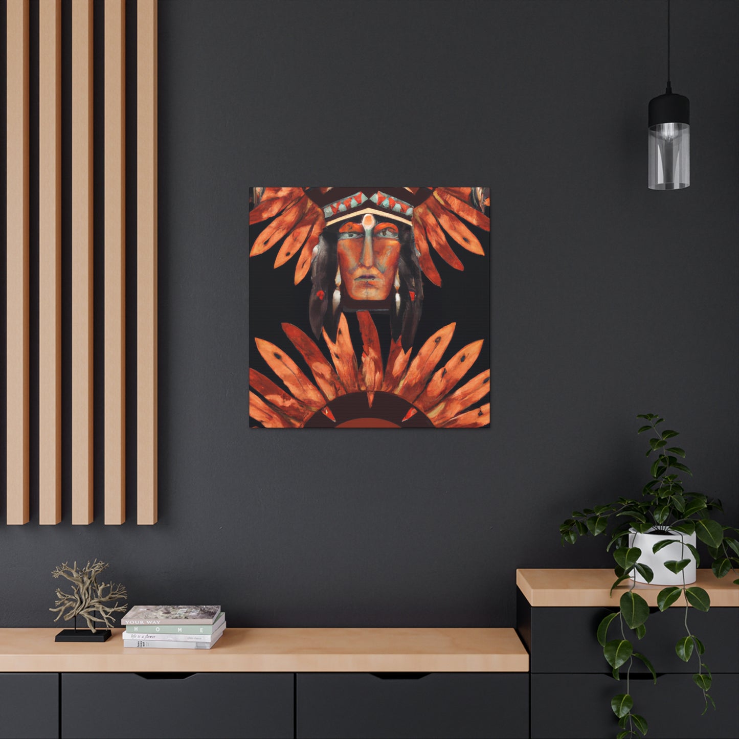 Chief Whiteclaw of the Thundering Mountains - Native American Indian Canvas Wall Art