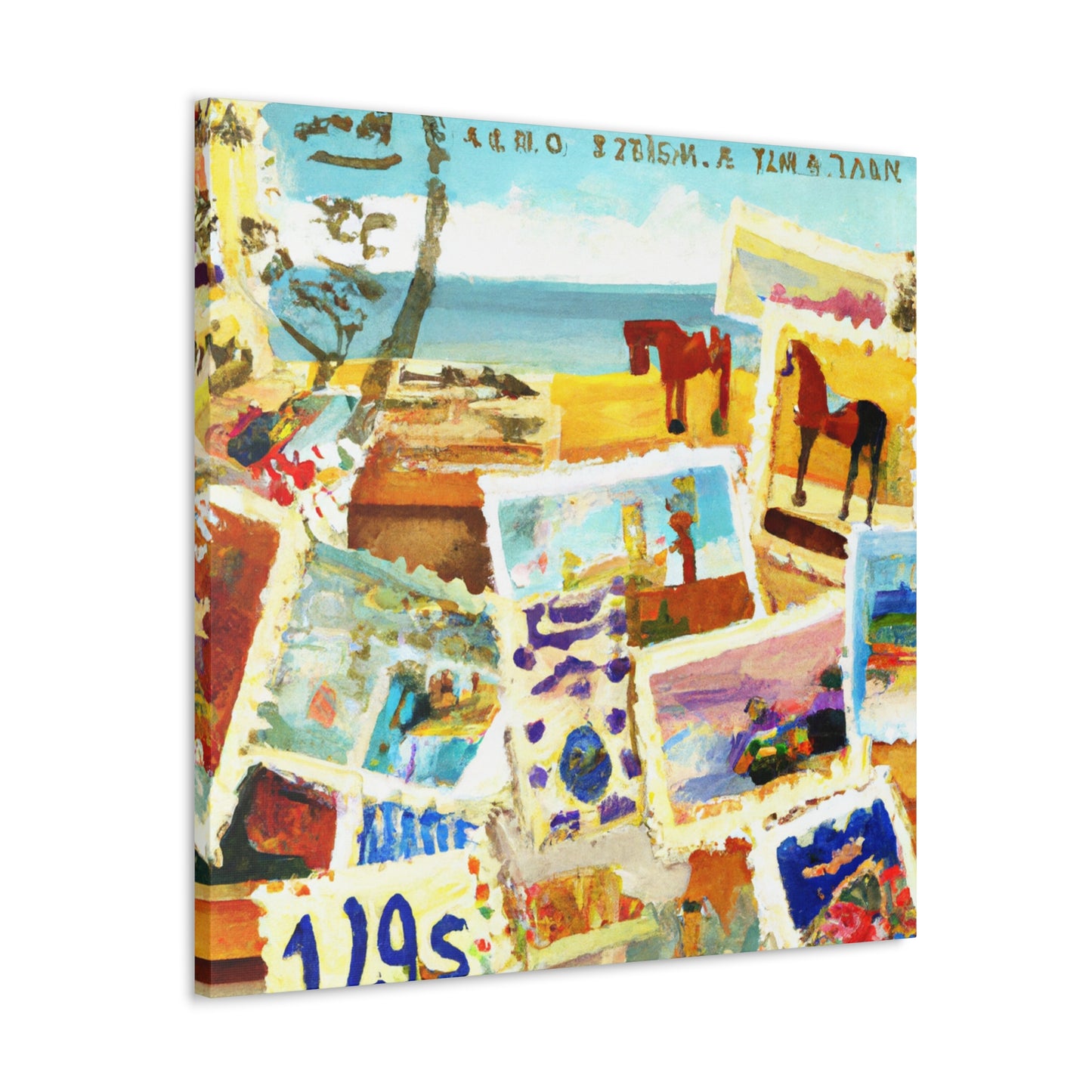 Global Wonders Stamp Collection - Postage Stamp Collector Canvas Wall Art