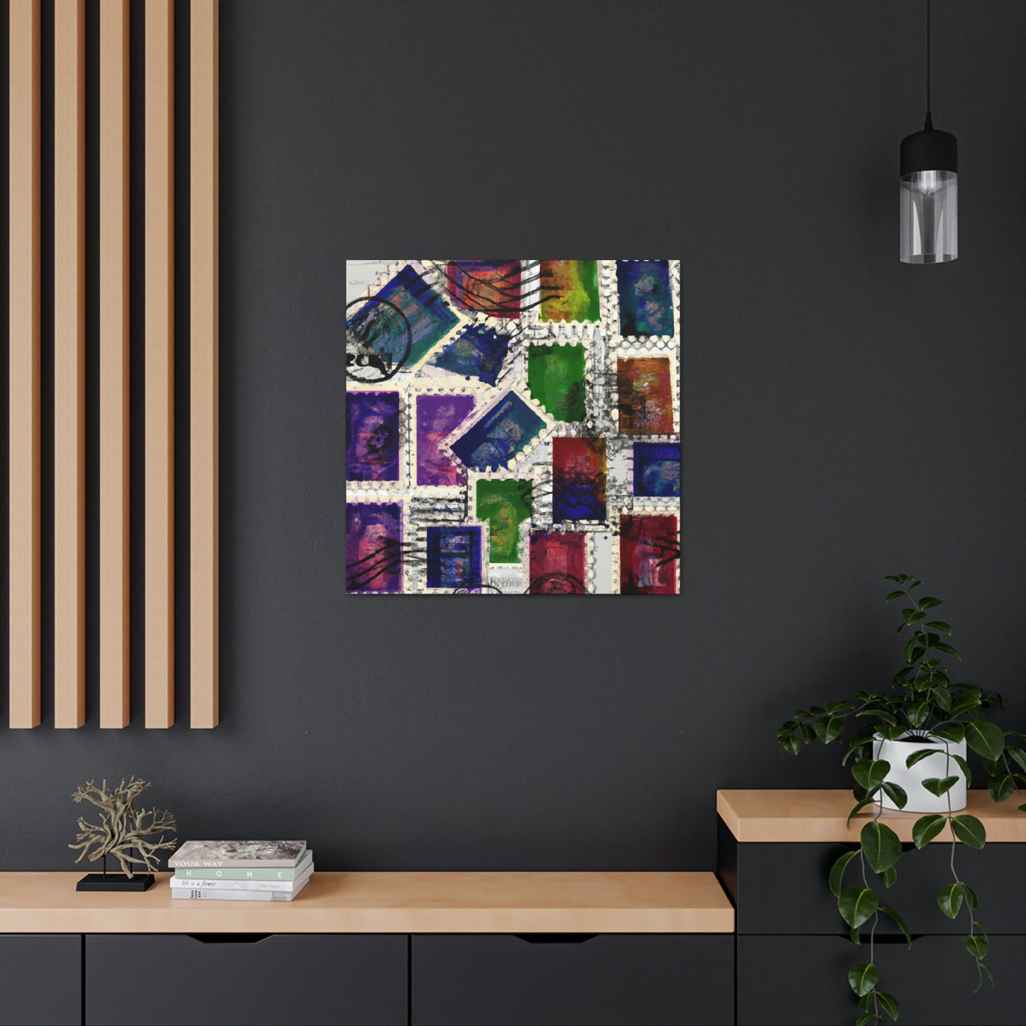 "Wonders of the World" Stamps - Postage Stamp Collector Canvas Wall Art