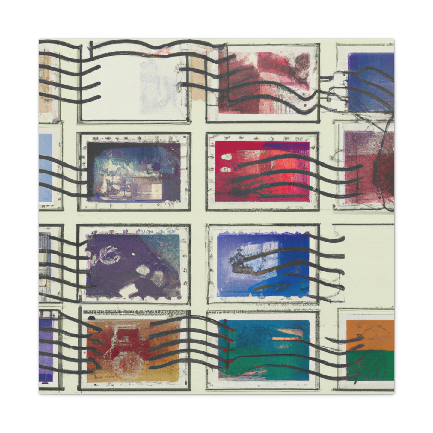 Worldwide Wonders: A Stamp Collection - Postage Stamp Collector Canvas Wall Art