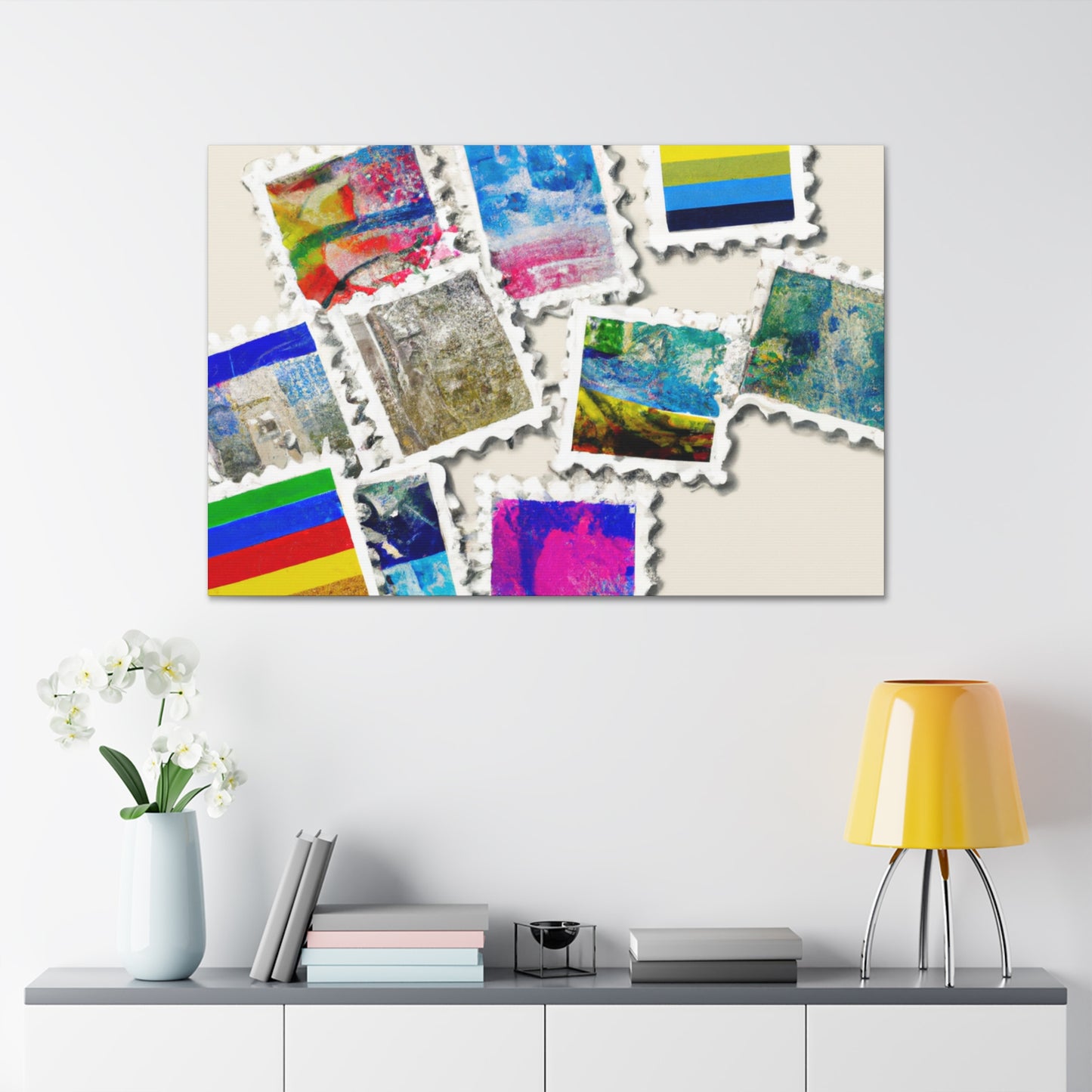 Globalizing: A Stamp Odyssey - Postage Stamp Collector Canvas Wall Art