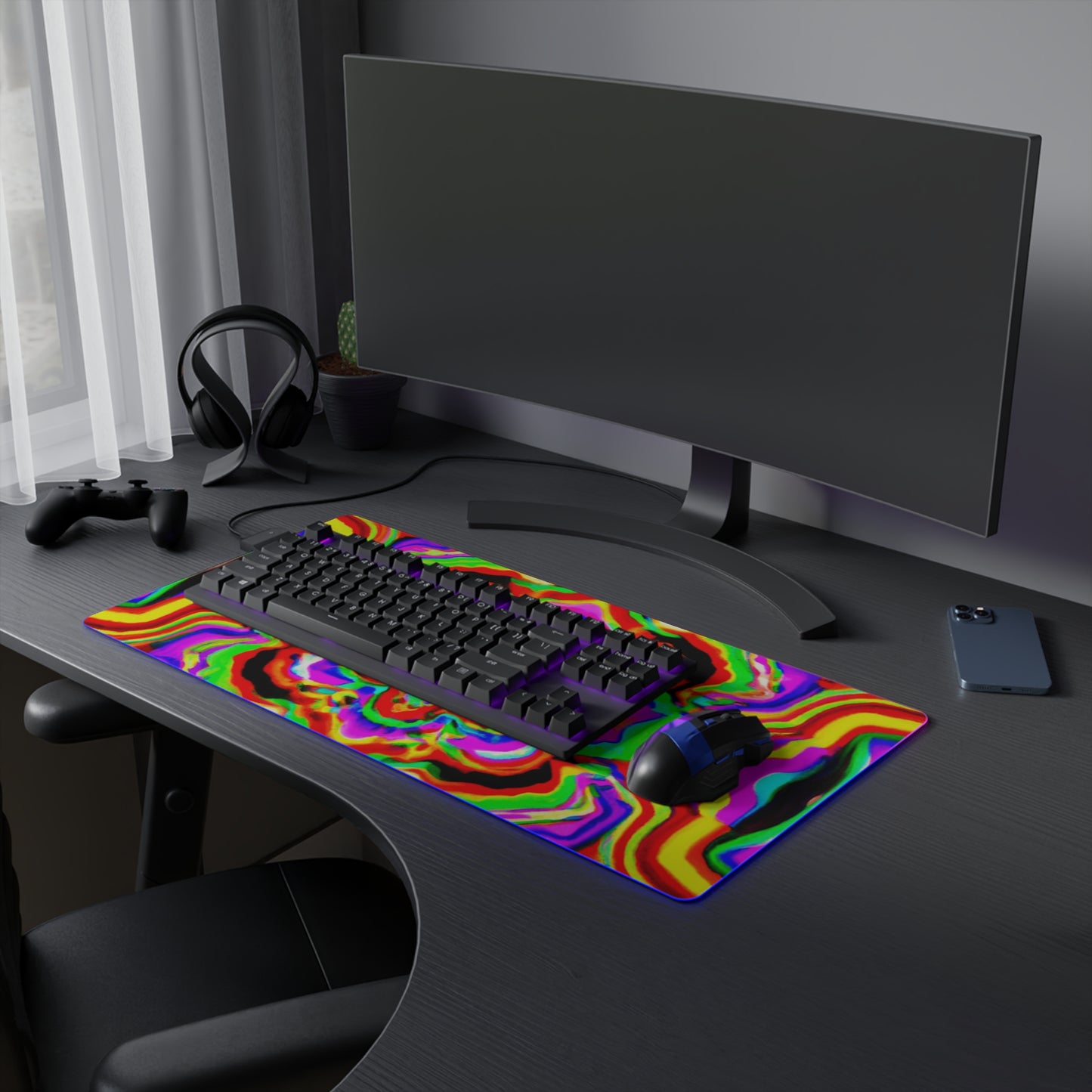 Fanny Flashback - Psychedelic Trippy LED Light Up Gaming Mouse Pad