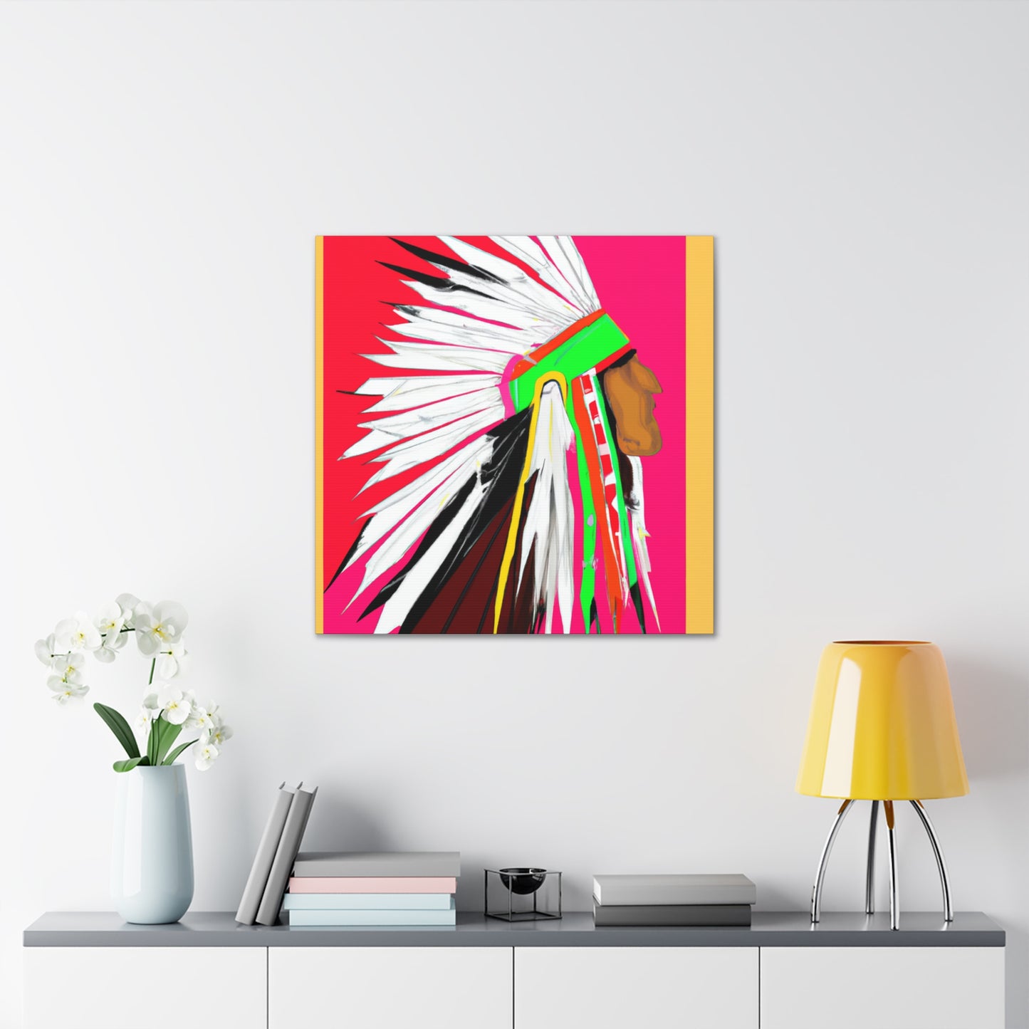 Little Hawk of the Great Plains - Native American Indian Canvas Wall Art