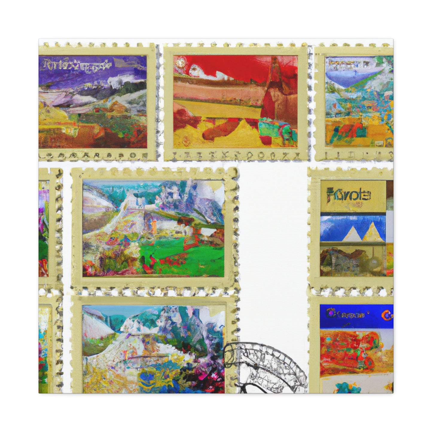 "Global Expressions" - Postage Stamp Collector Canvas Wall Art