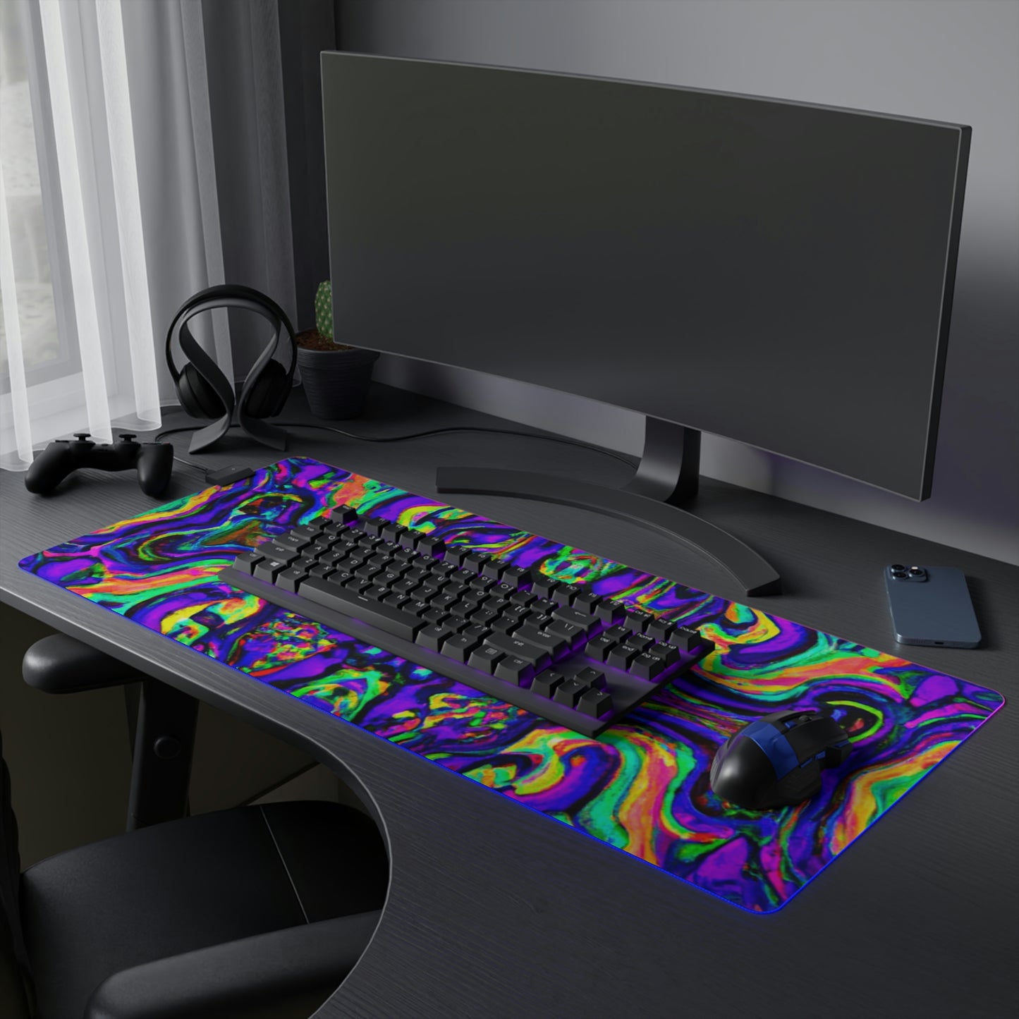 Rockin' Rollo - Psychedelic Trippy LED Light Up Gaming Mouse Pad
