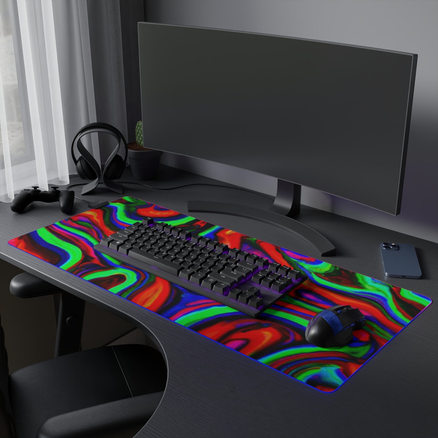 Rocky Rebel - Psychedelic Trippy LED Light Up Gaming Mouse Pad