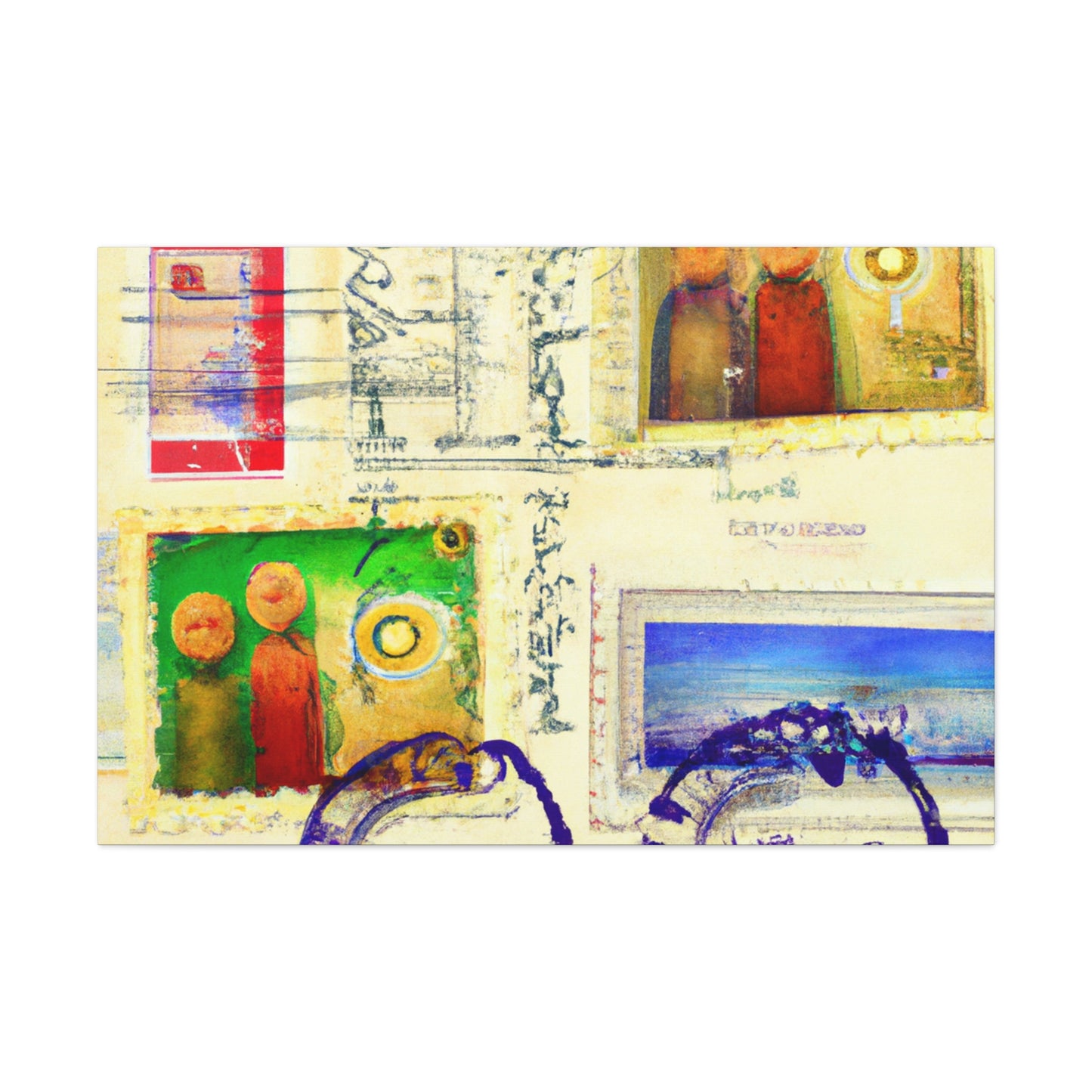 Global Echoes Stamps - Postage Stamp Collector Canvas Wall Art