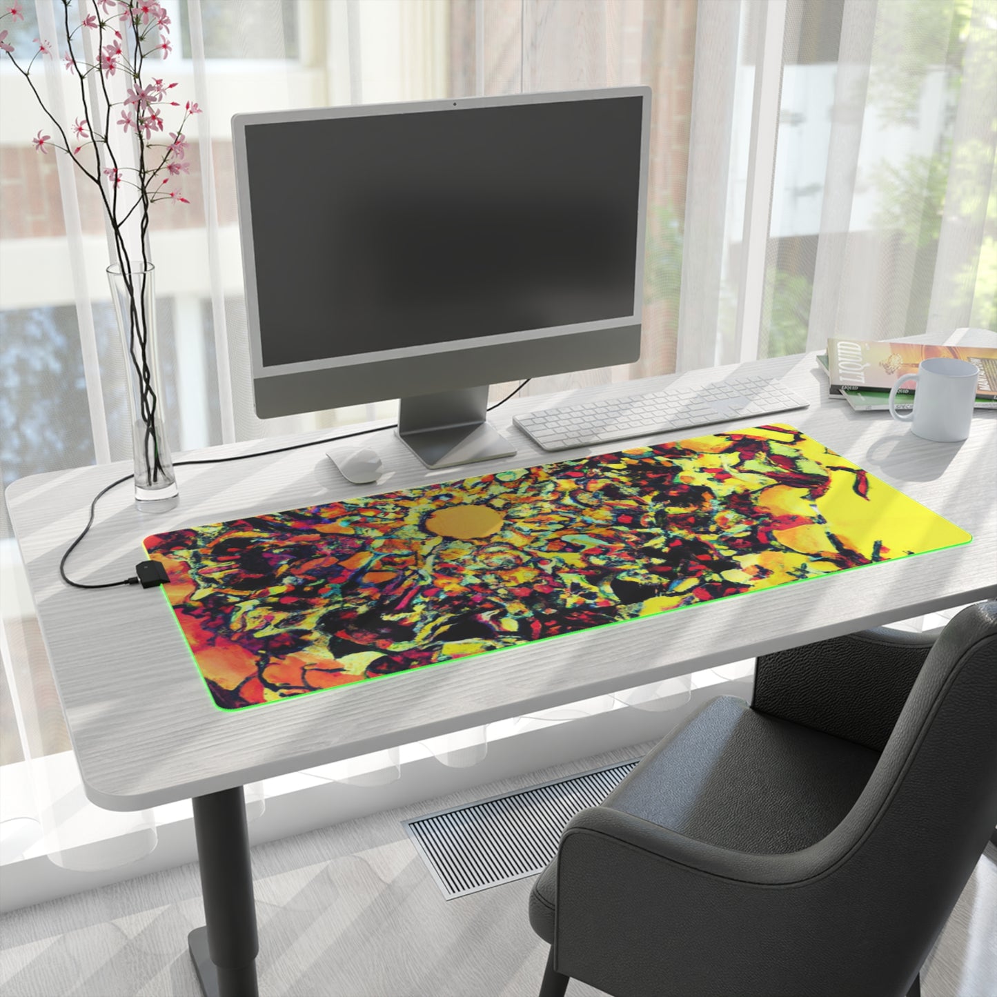 Radiant Rocket Rita - Psychedelic Trippy LED Light Up Gaming Mouse Pad