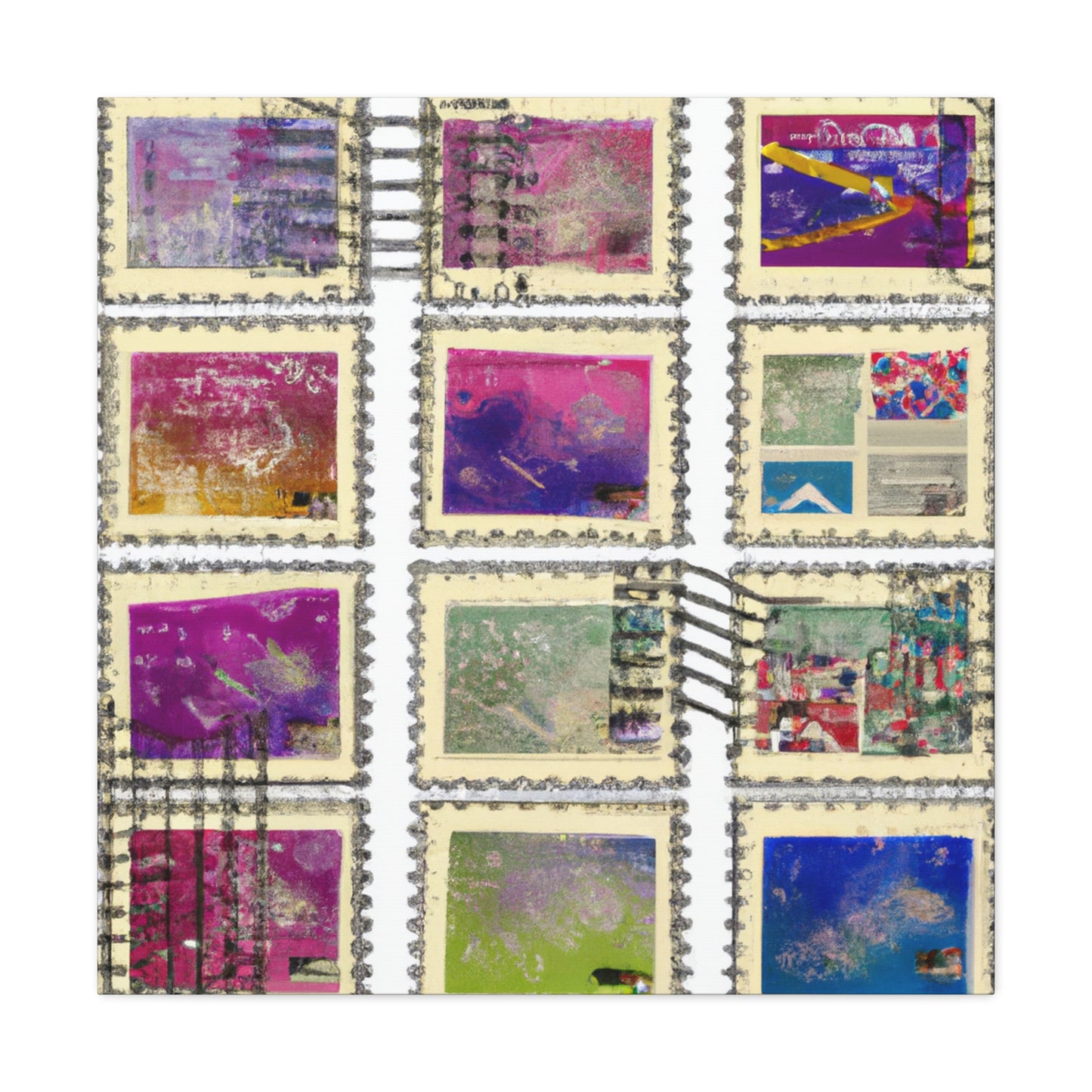 "Around the Globe Stamps" - Postage Stamp Collector Canvas Wall Art