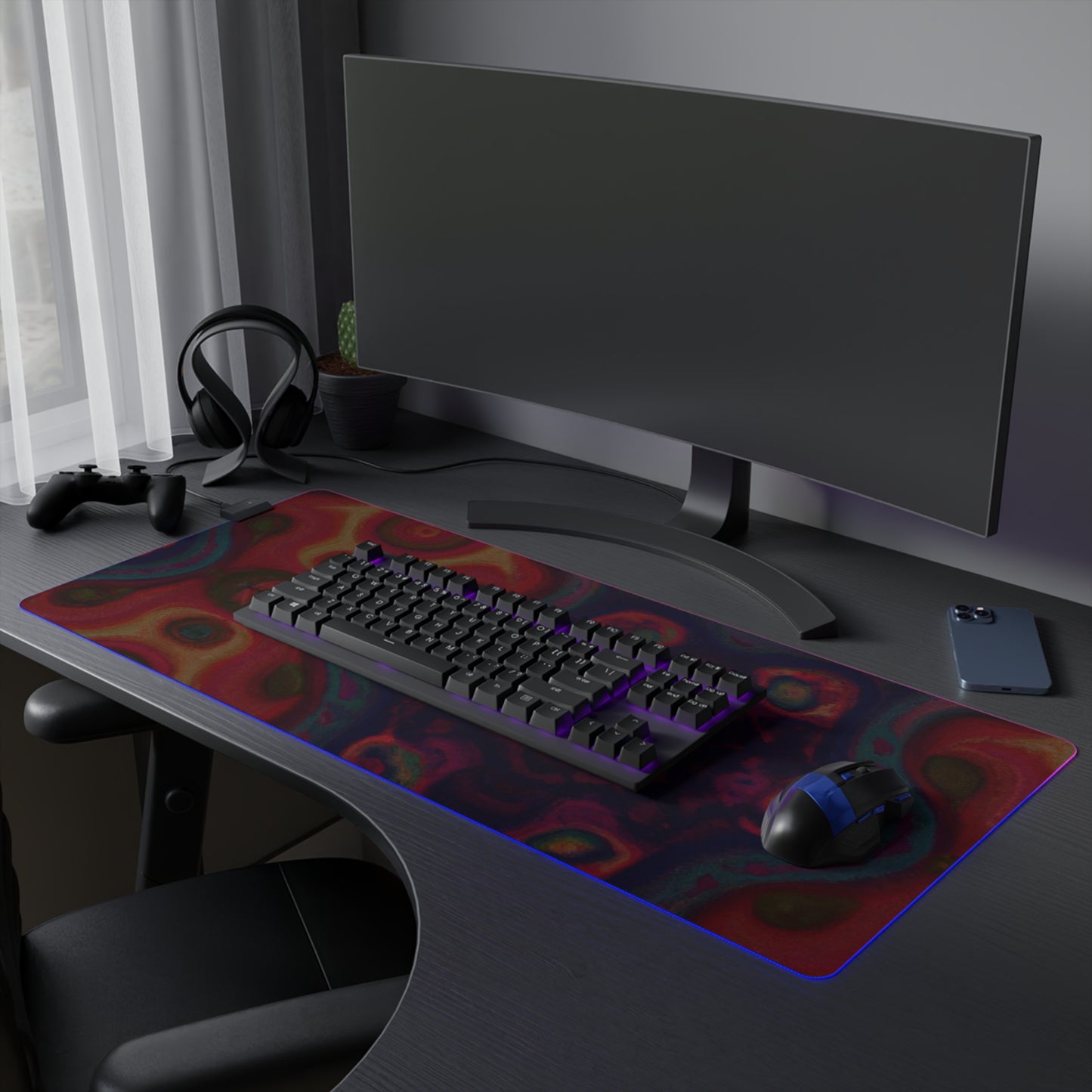 Larry the Robot - Psychedelic Trippy LED Light Up Gaming Mouse Pad