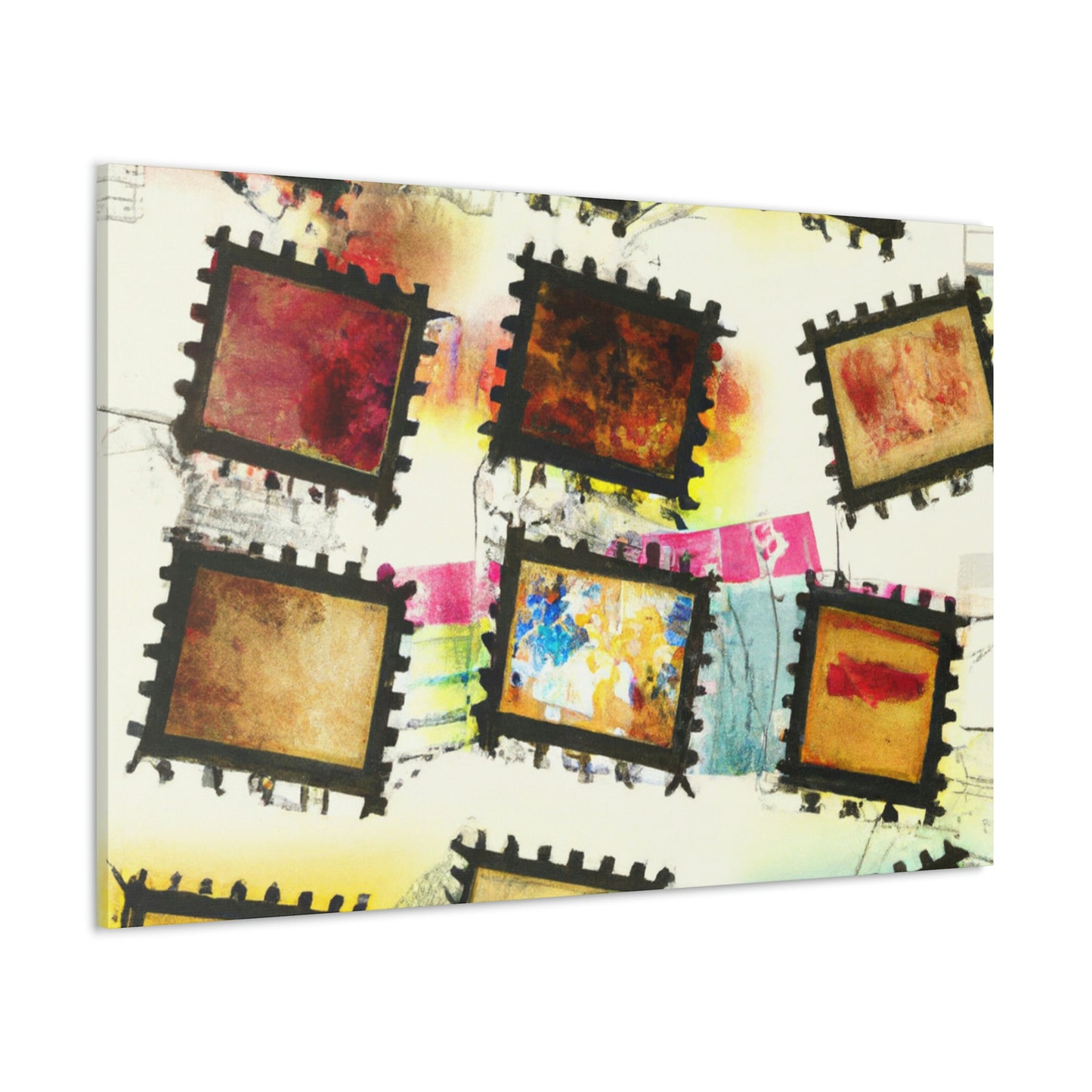 World Tour Postage Stamps. - Postage Stamp Collector Canvas Wall Art