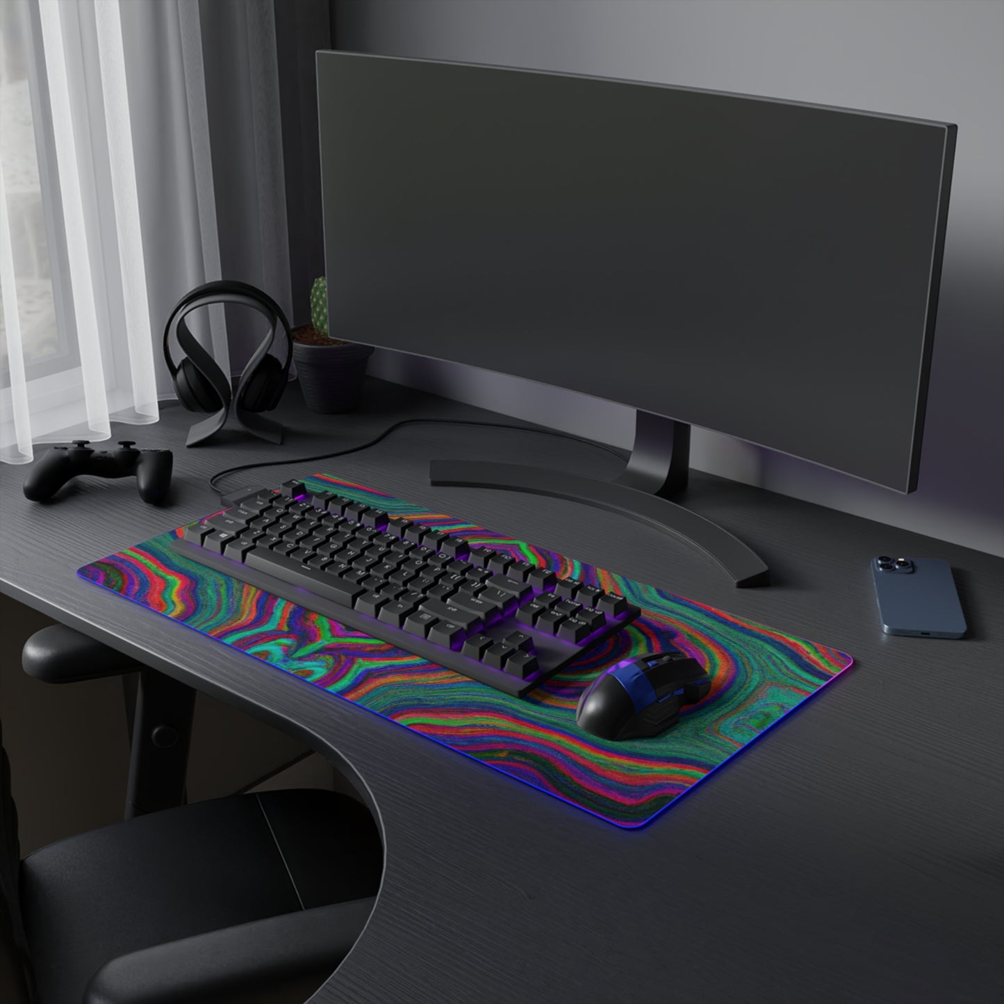 Alice the Atomic Ace - Psychedelic Trippy LED Light Up Gaming Mouse Pad