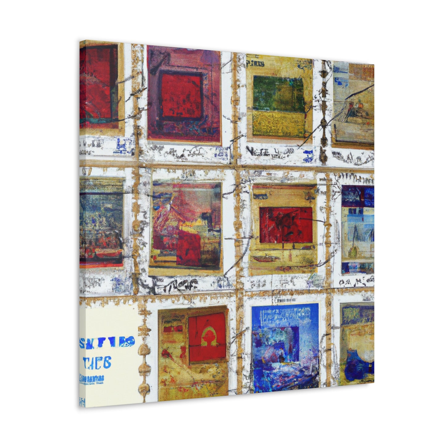 "Global Passport Stamps" - Postage Stamp Collector Canvas Wall Art