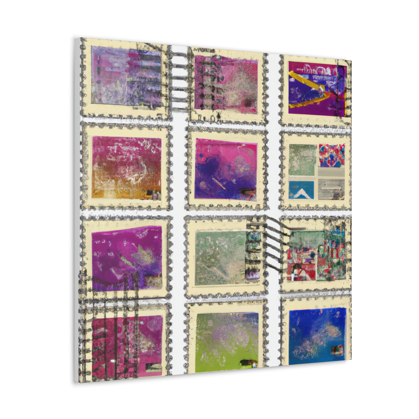 "Around the Globe Stamps" - Postage Stamp Collector Canvas Wall Art