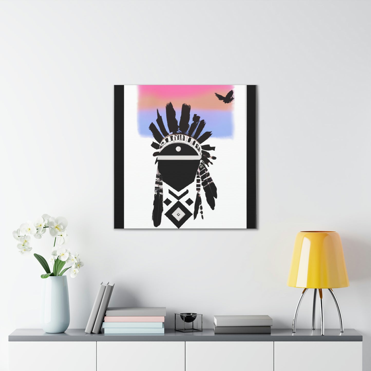 Lone Wolf Running. - Native American Indian Canvas Wall Art
