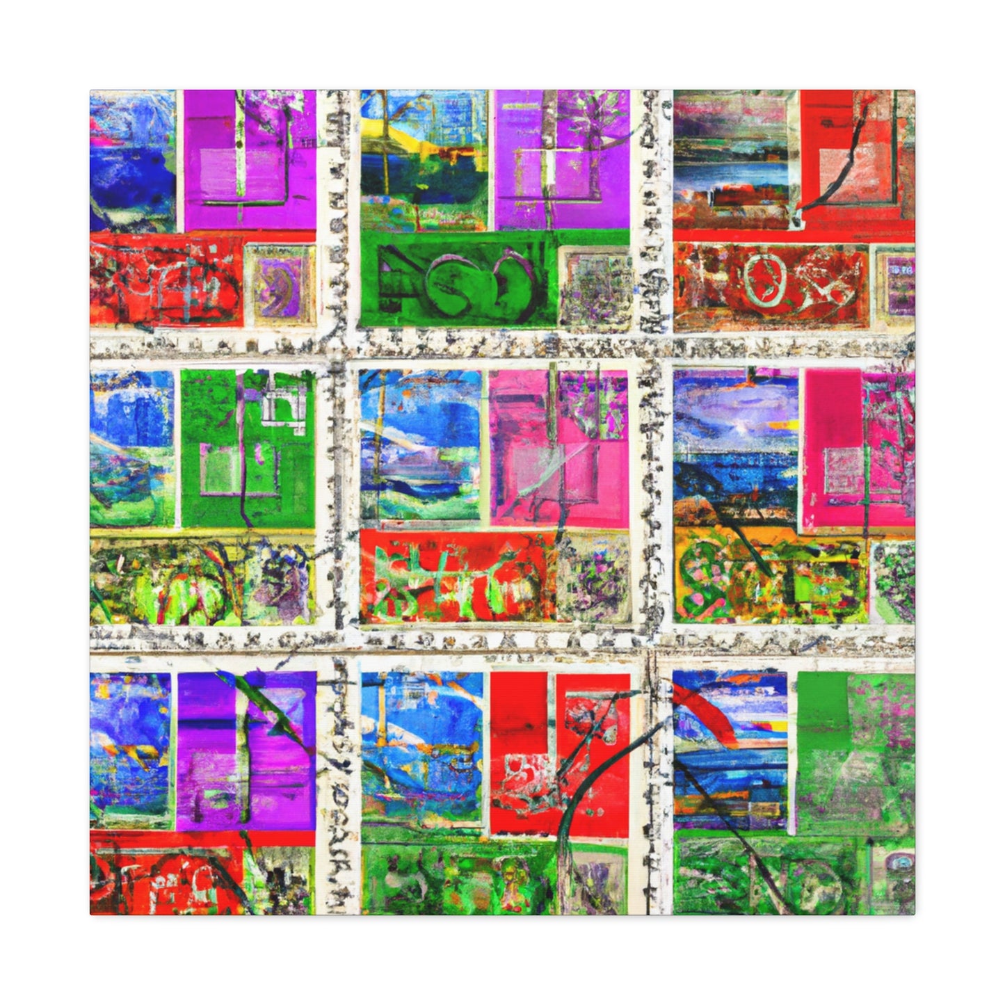 "International Expressions" - Postage Stamp Collector Canvas Wall Art