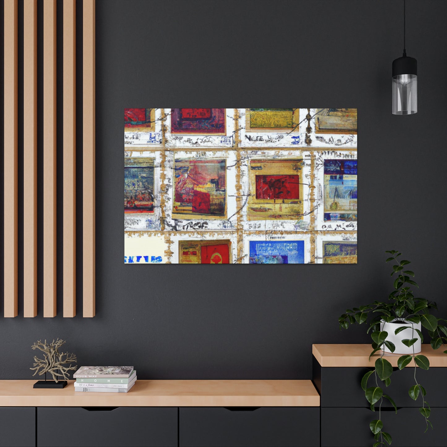 "Global Passport Stamps" - Postage Stamp Collector Canvas Wall Art