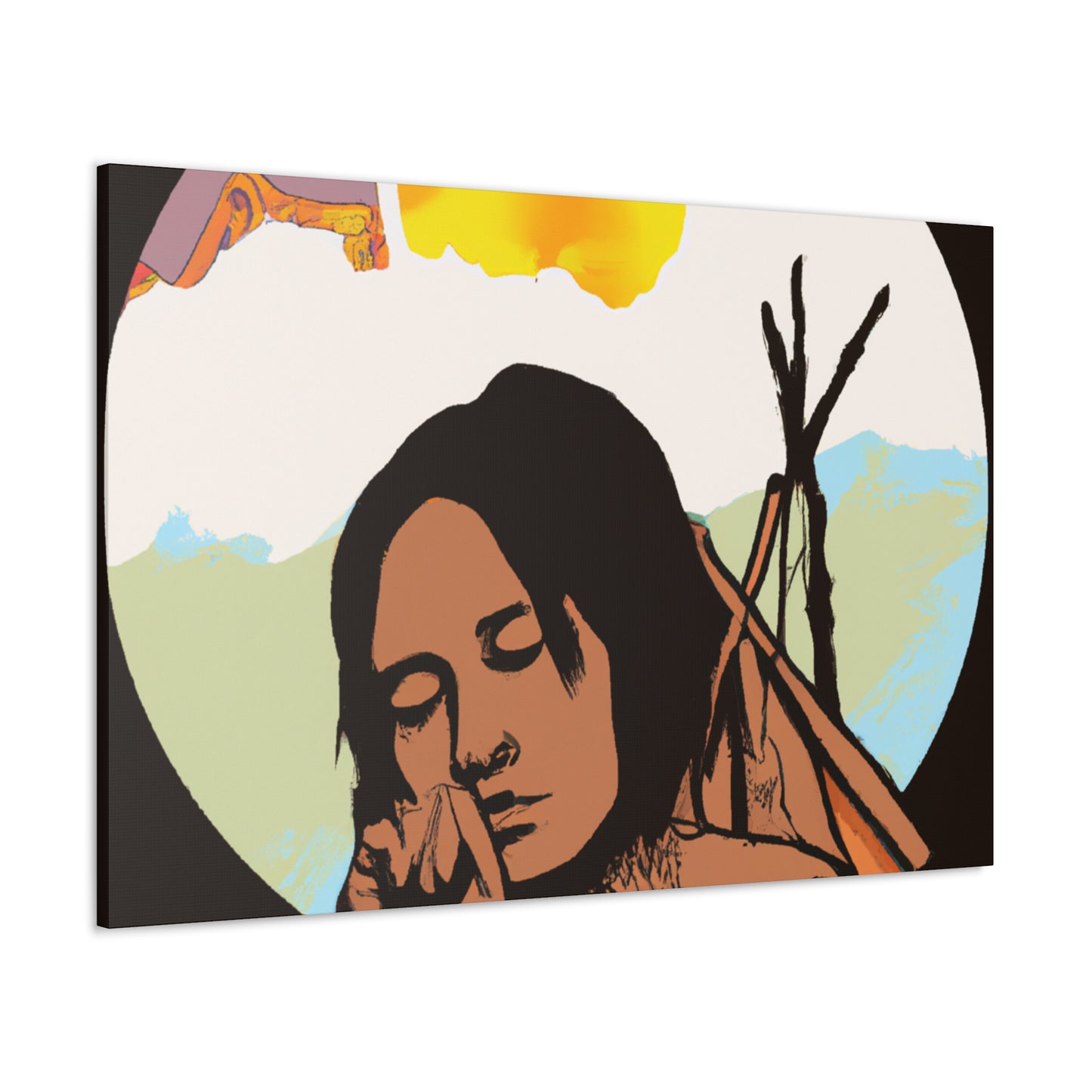 Red Rain Wolf - Native American Indian Canvas Wall Art