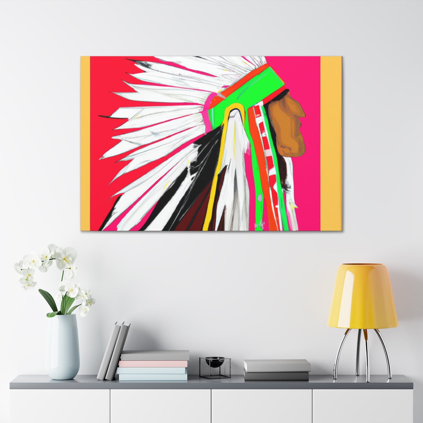 Little Hawk of the Great Plains - Native American Indian Canvas Wall Art