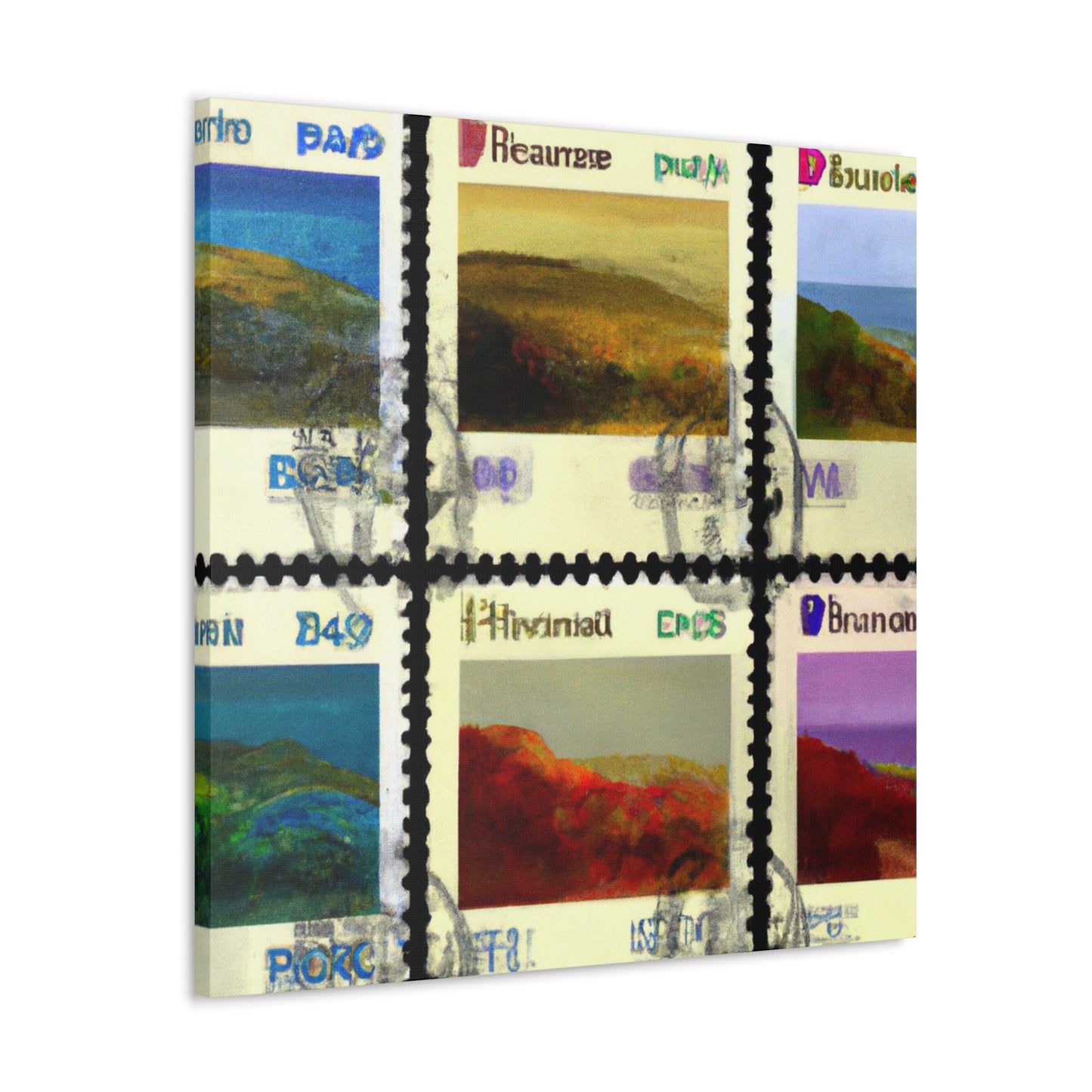 World Tour stamps - Postage Stamp Collector Canvas Wall Art