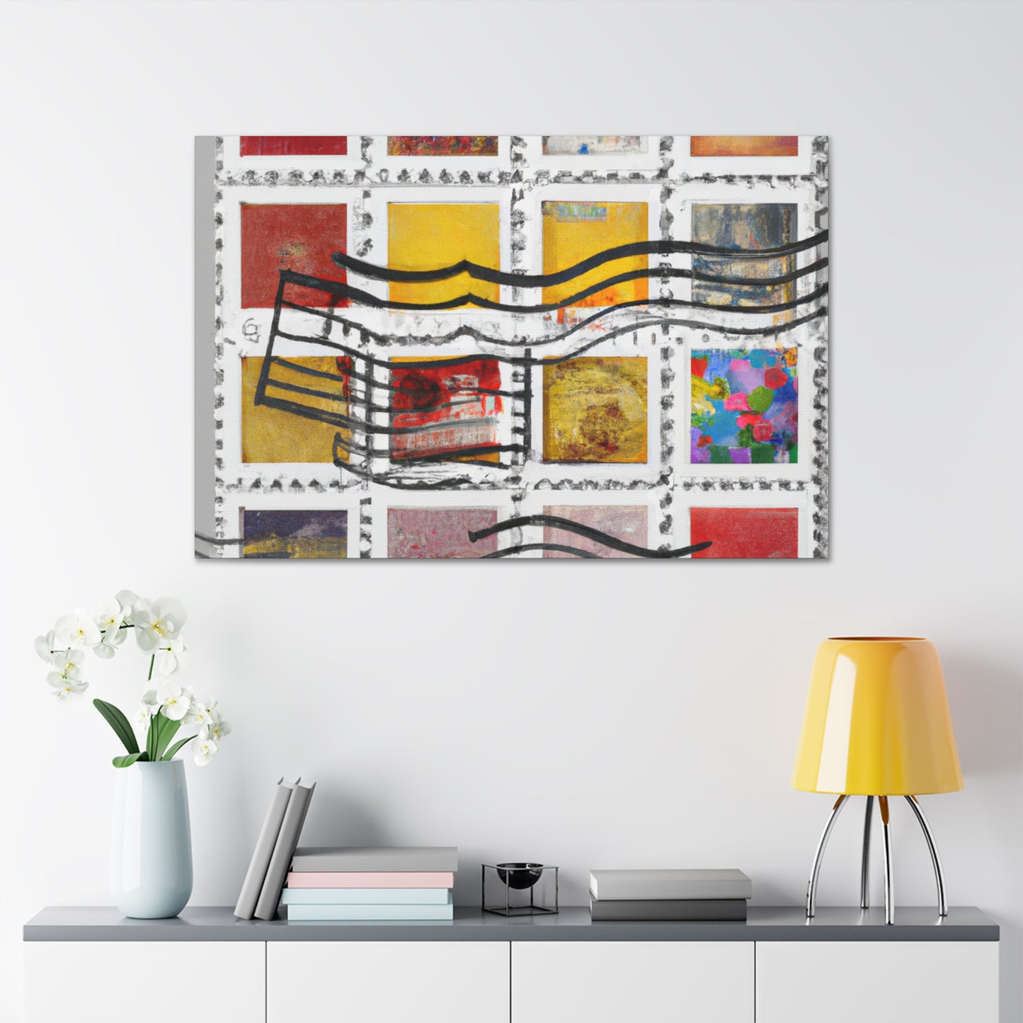 "Global Mosaic: A Stamp Collection of World Wonders" - Postage Stamp Collector Canvas Wall Art