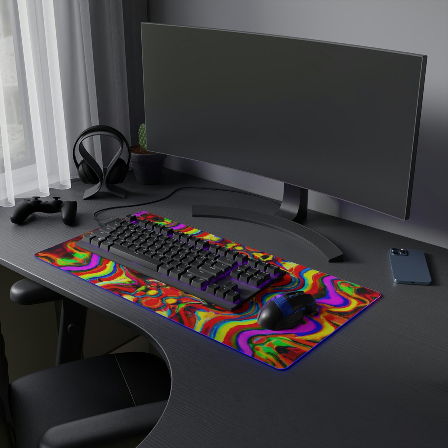 Rockettor Randy - Psychedelic Trippy LED Light Up Gaming Mouse Pad