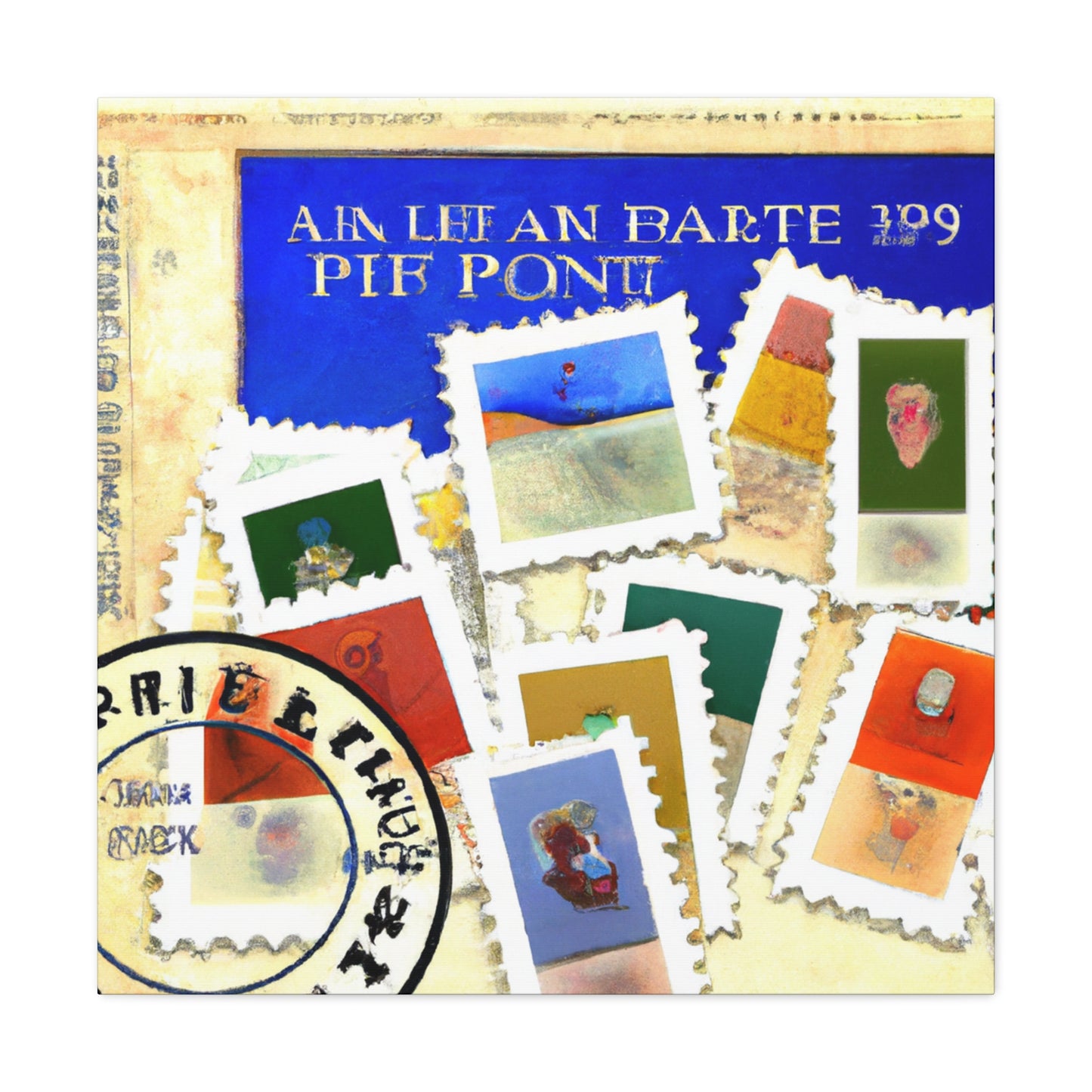 Globetrotting Stamps - Postage Stamp Collector Canvas Wall Art