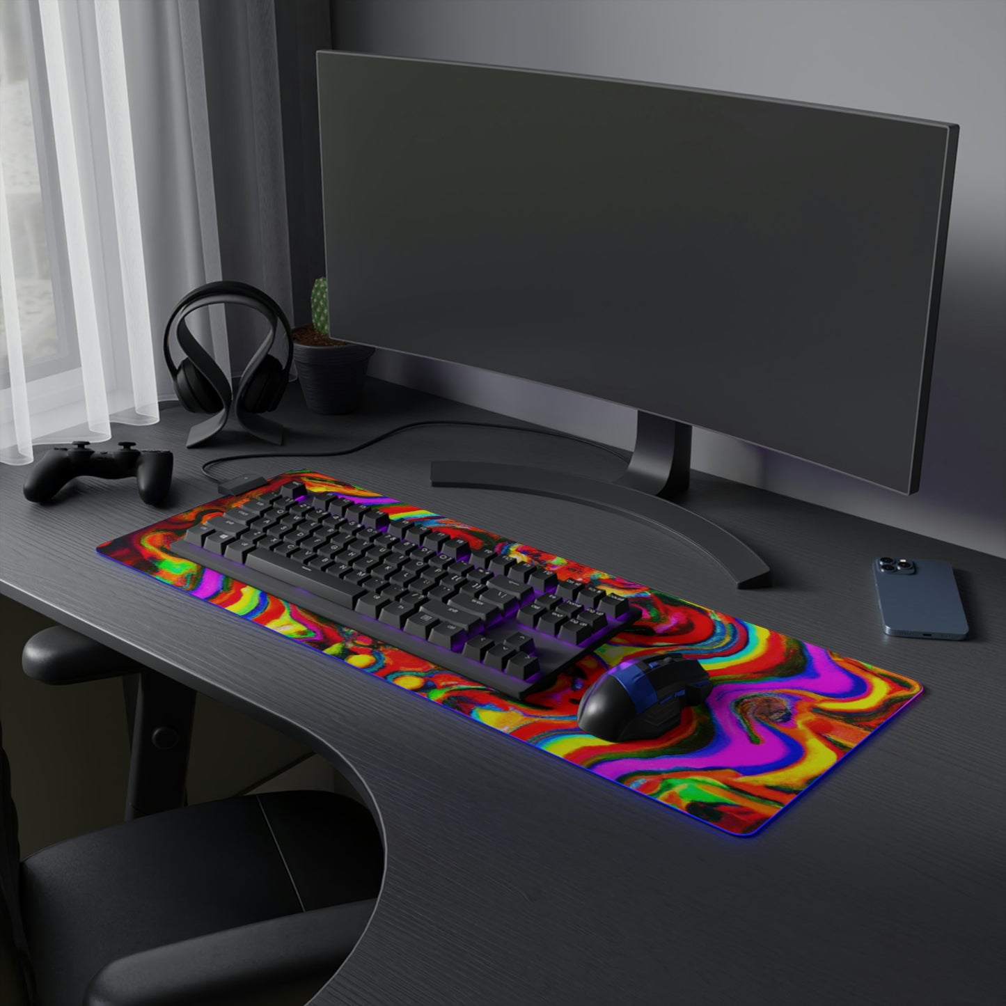 Rockettor Randy - Psychedelic Trippy LED Light Up Gaming Mouse Pad