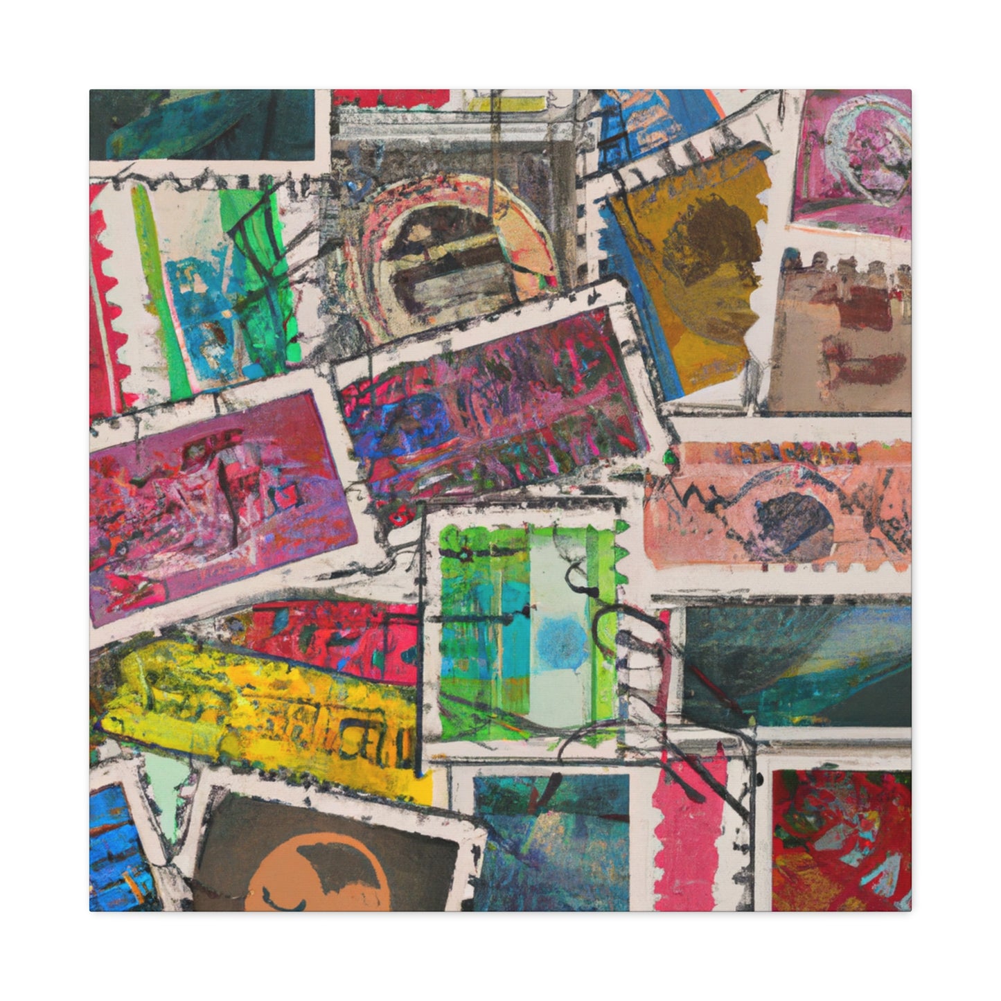 "Global Expressions" - Postage Stamp Collector Canvas Wall Art