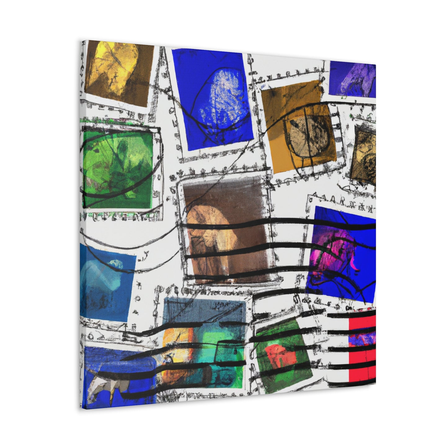 World Tour Postage Stamps - Postage Stamp Collector Canvas Wall Art