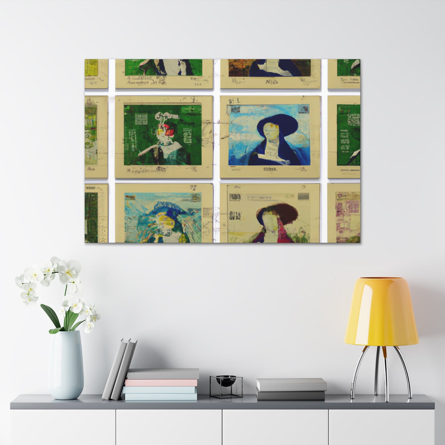 Time Travelers: Capturing Global Histories - Postage Stamp Collector Canvas Wall Art