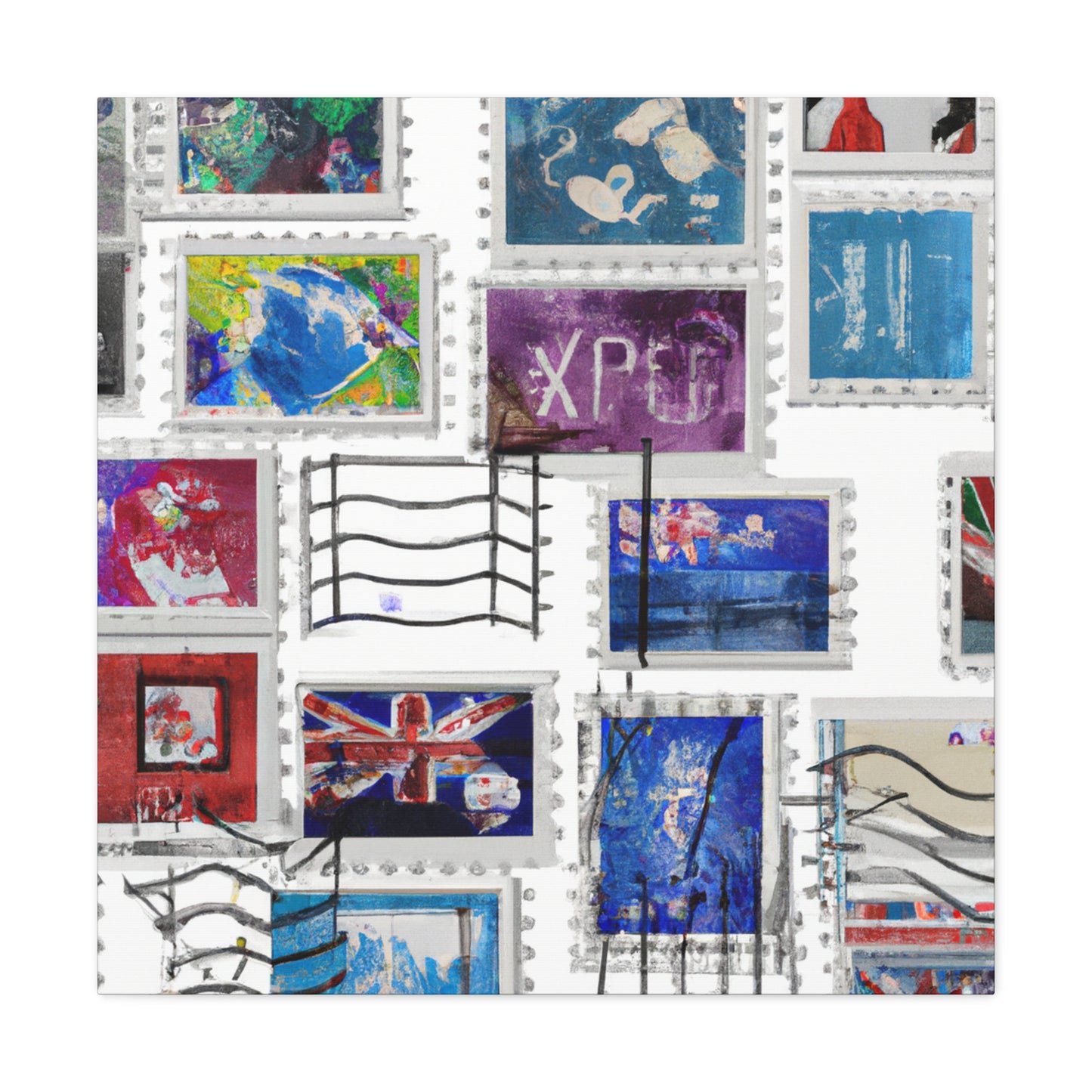 "Global Impressions: A Collection of Ancient Stamps" - Postage Stamp Collector Canvas Wall Art