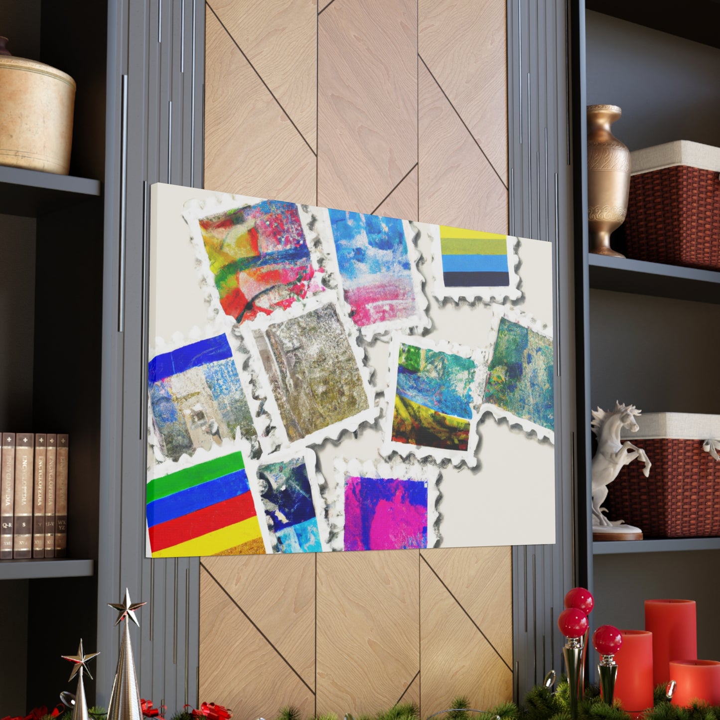 Globalizing: A Stamp Odyssey - Postage Stamp Collector Canvas Wall Art