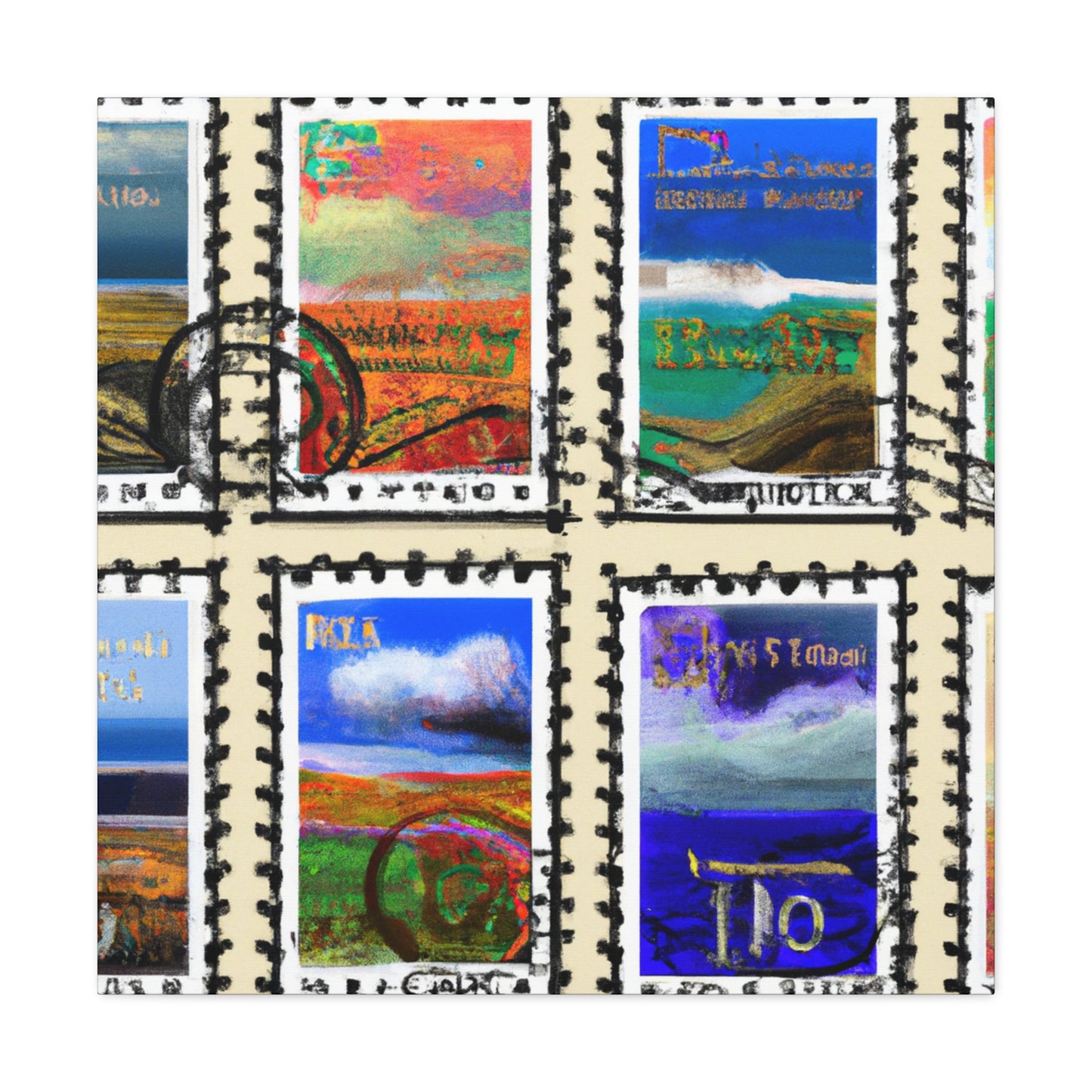 Globetrotter Postage Collection - Postage Stamp Collector Canvas Wall Art