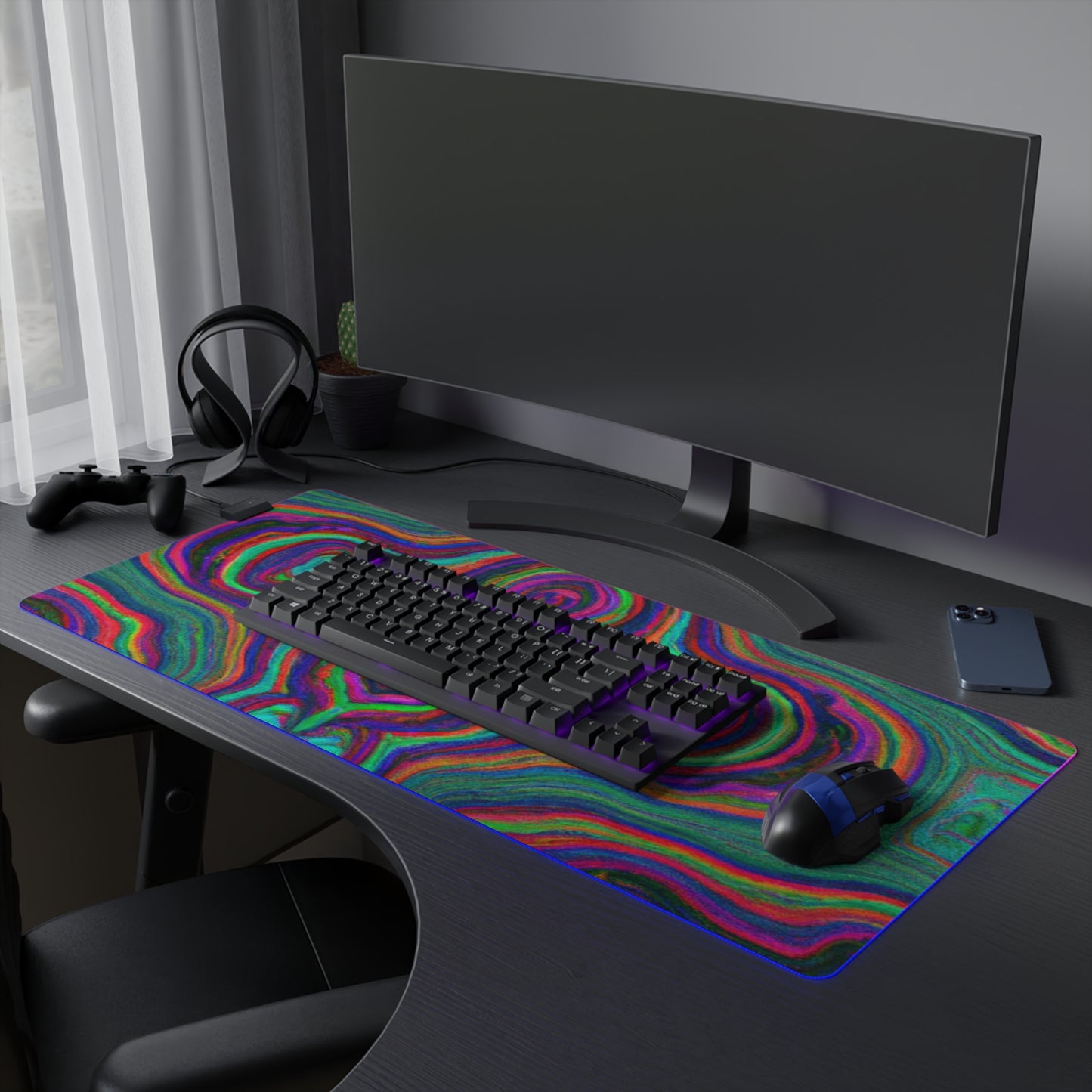 Alice the Atomic Ace - Psychedelic Trippy LED Light Up Gaming Mouse Pad