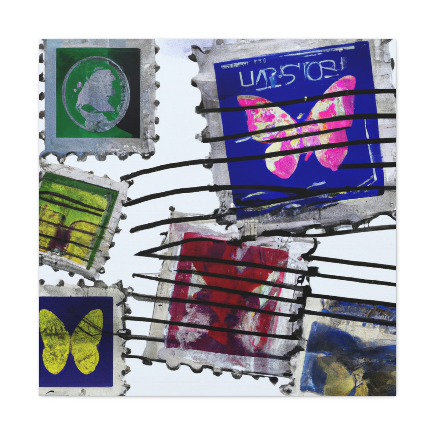 Worldly Wonders Postage Stamp Series - Canvas