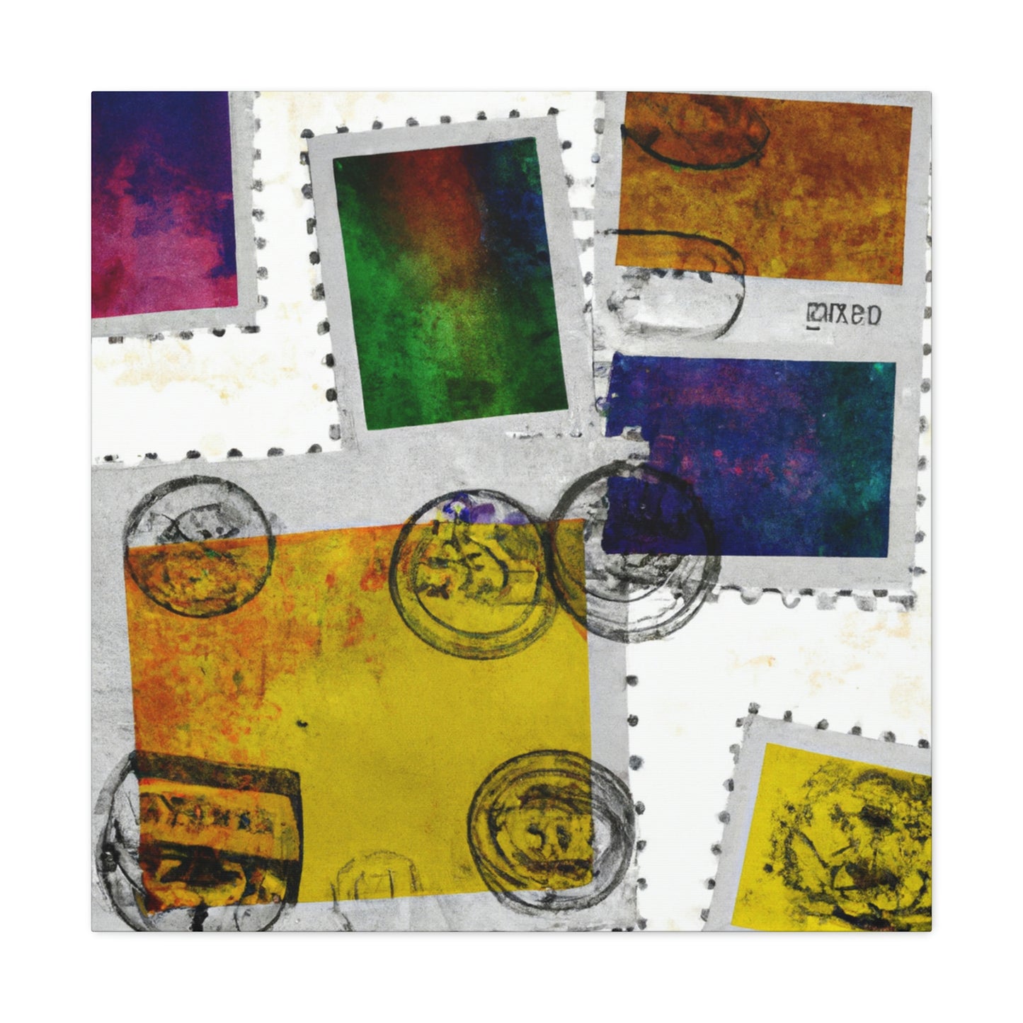 Global Footprints Stamps - Postage Stamp Collector Canvas Wall Art