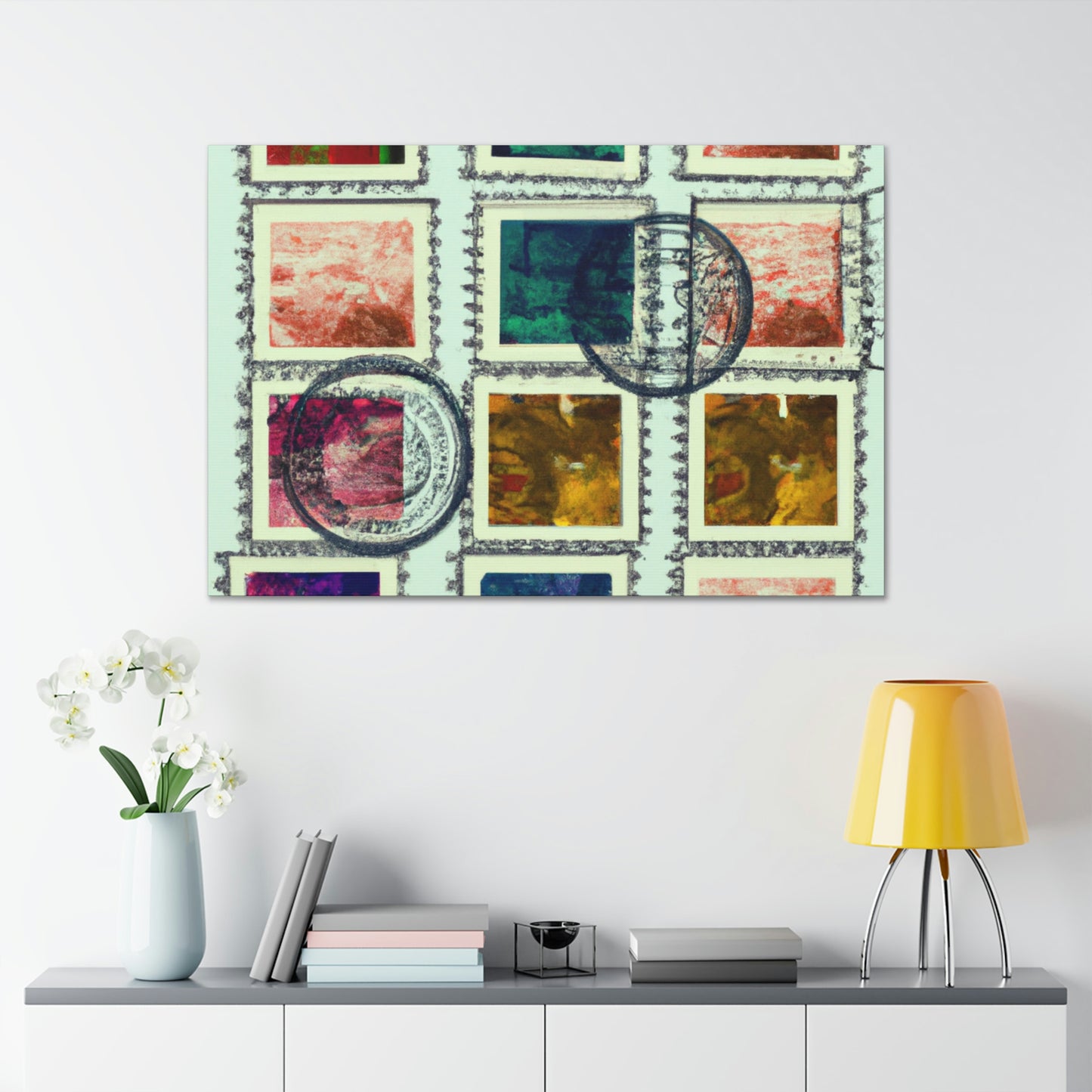 Global Journey Stamps - Postage Stamp Collector Canvas Wall Art