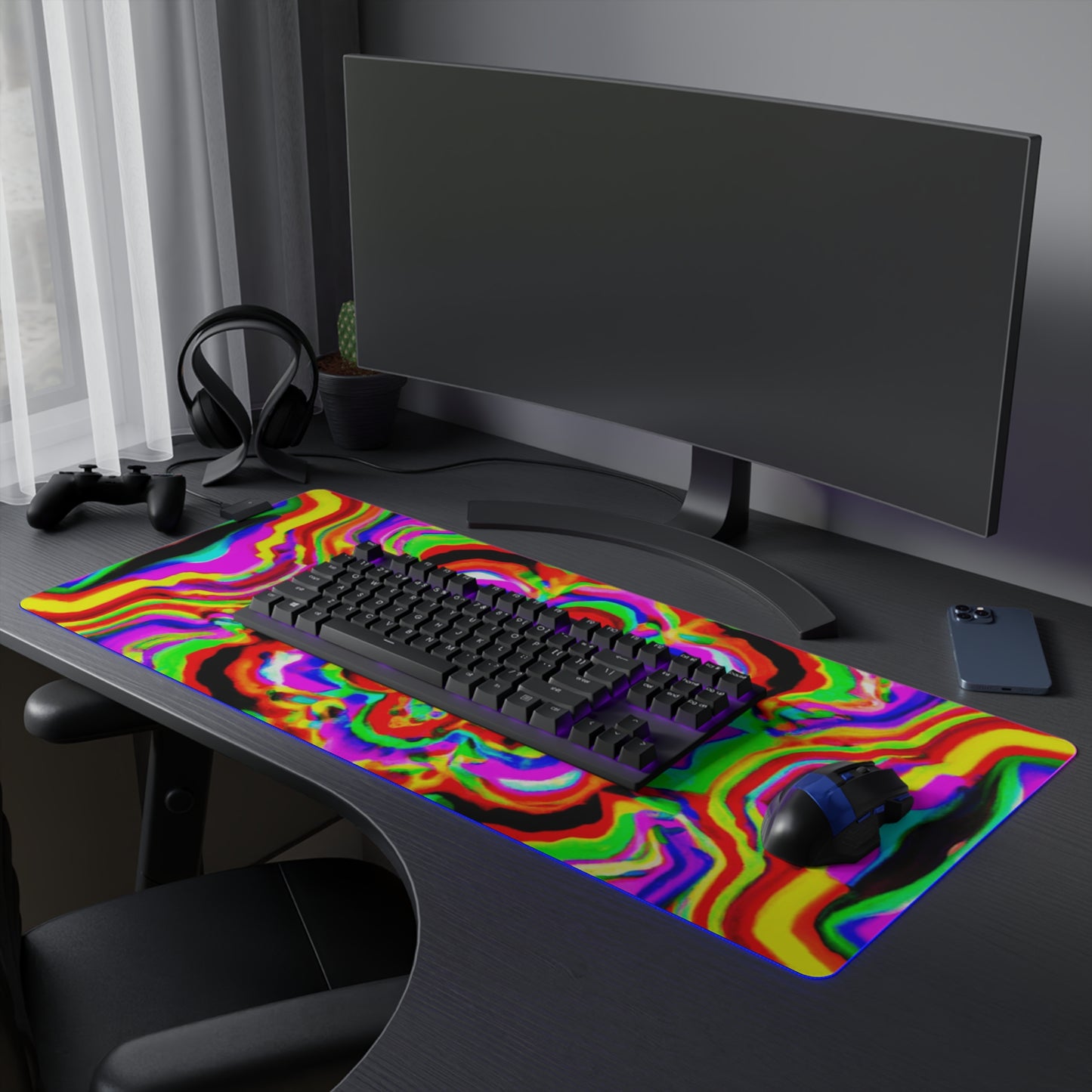 Fanny Flashback - Psychedelic Trippy LED Light Up Gaming Mouse Pad