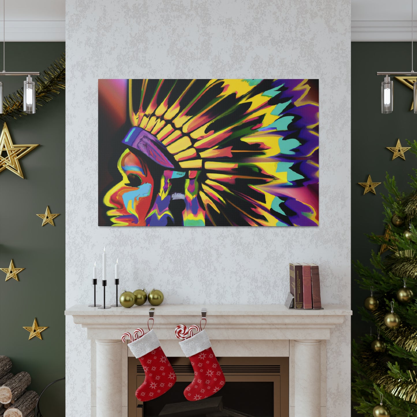 Big Chief Running Deer. - Native American Indian Canvas Wall Art