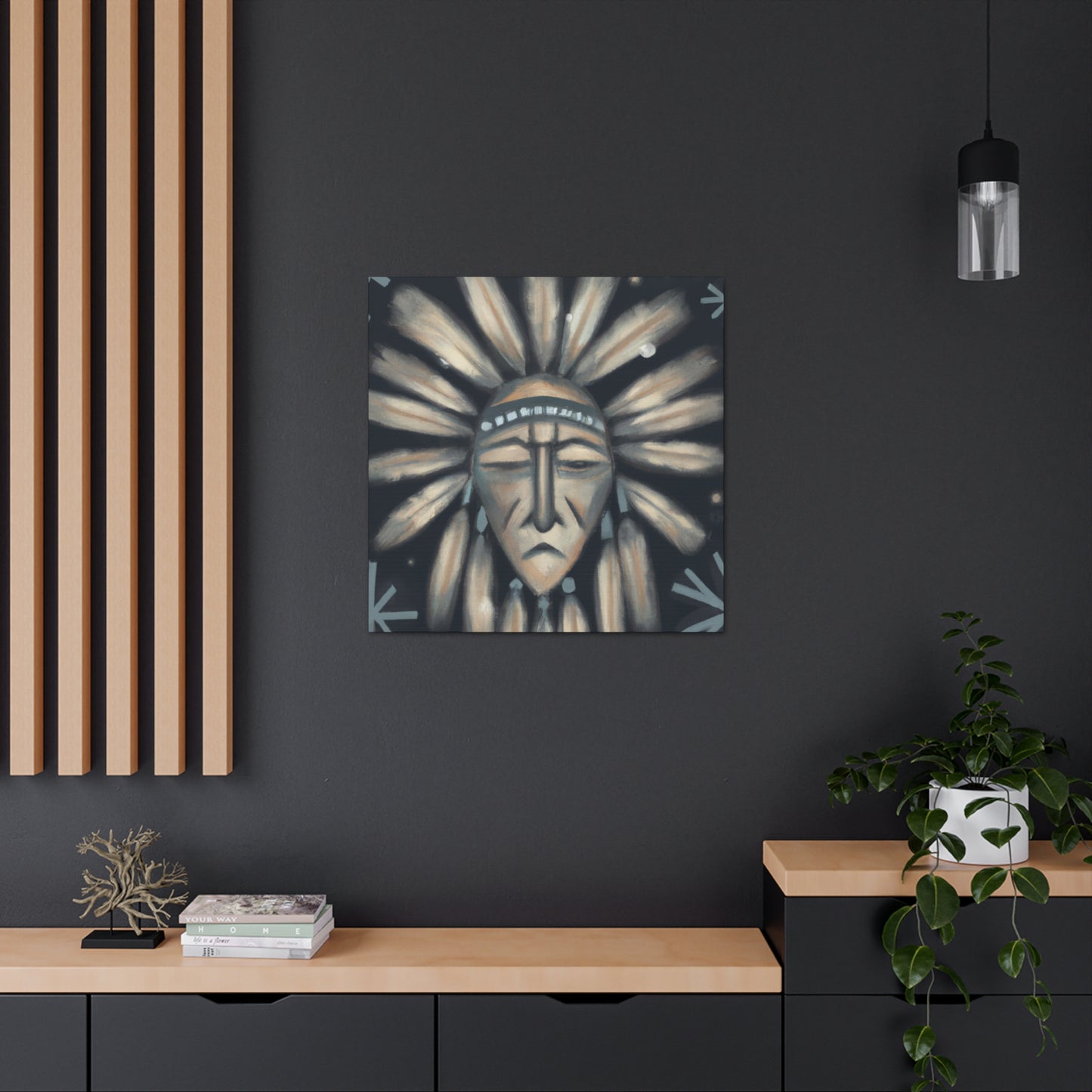 Chief Peacekeeper Running Wolf - Native American Indian Canvas Wall Art