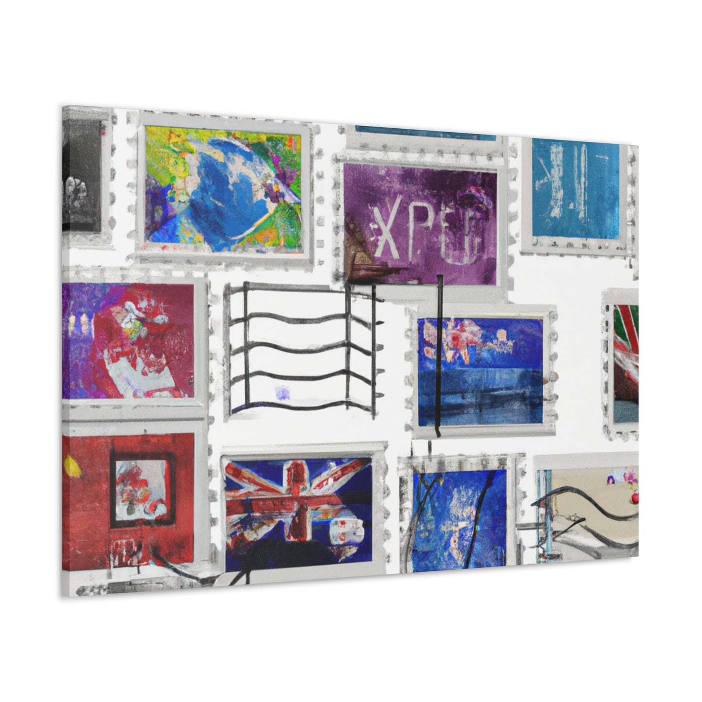 "Global Impressions: A Collection of Ancient Stamps" - Postage Stamp Collector Canvas Wall Art