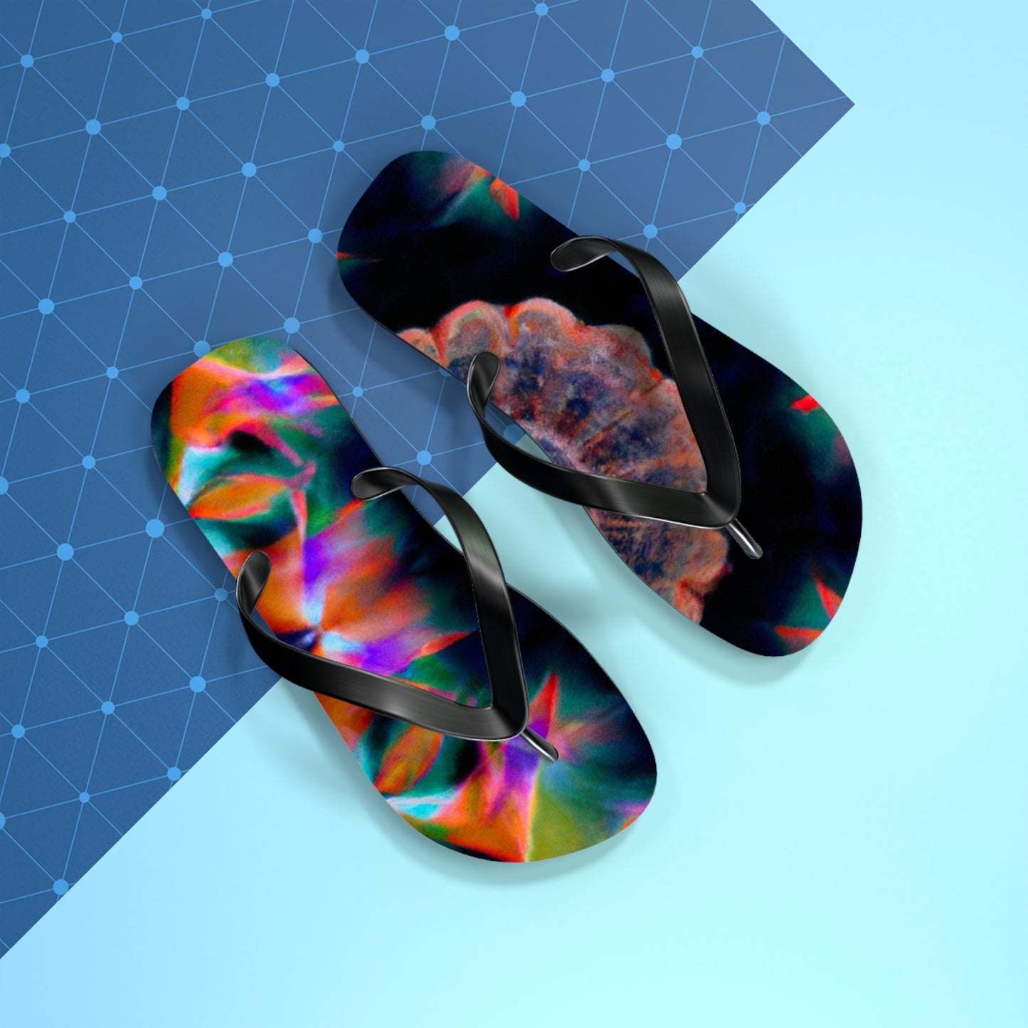 Edwina Applegate Bootmakers - Psychedelic Trippy Flip Flop Beach Sandals