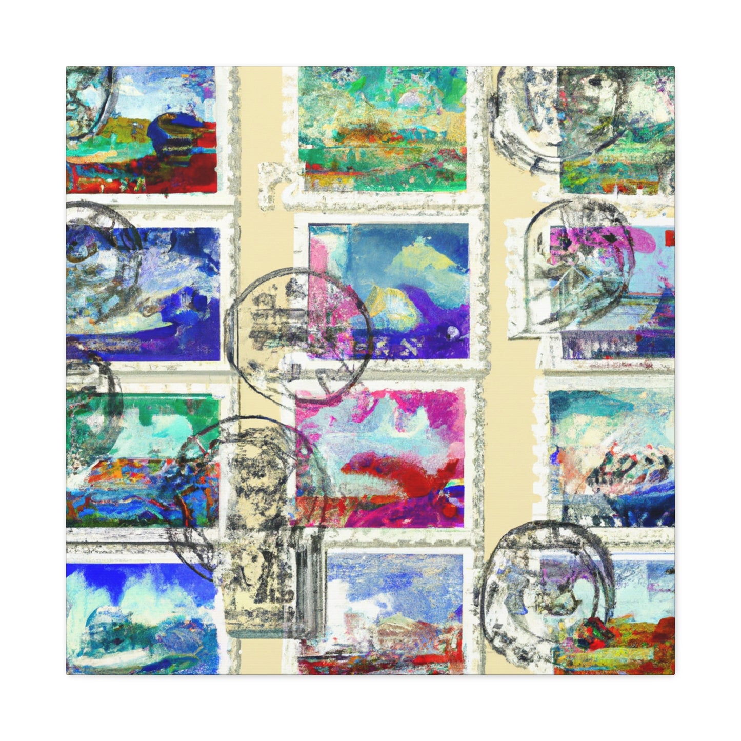 Globe Trotting Stamps - Postage Stamp Collector Canvas Wall Art