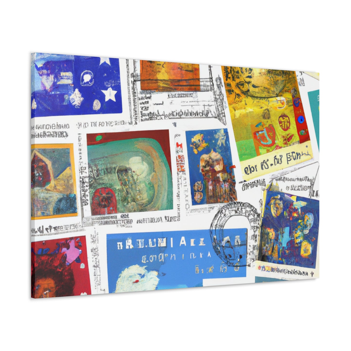 "Global Touring Stamps" - Postage Stamp Collector Canvas Wall Art