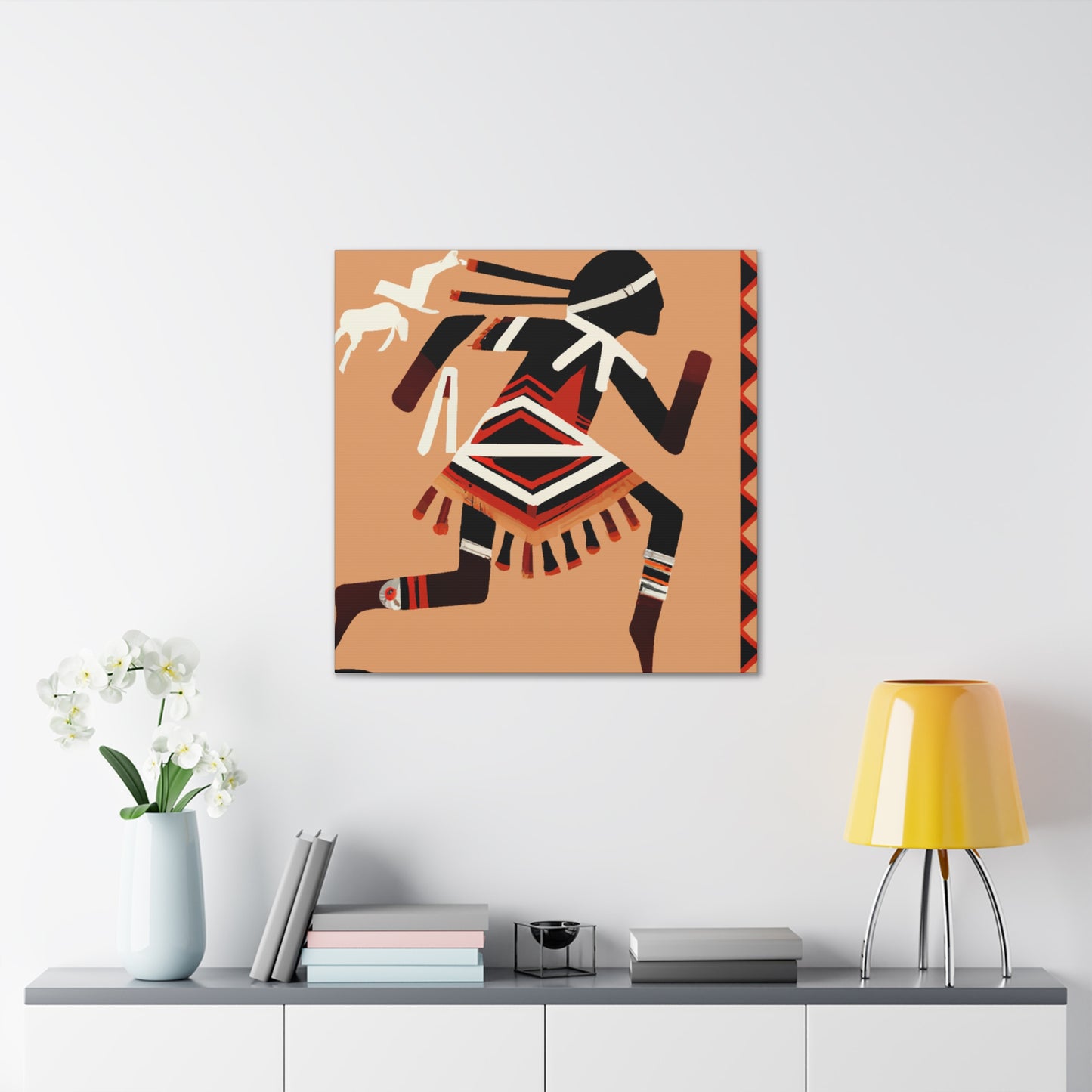 Minko Red Feather - Native American Indian Canvas Wall Art